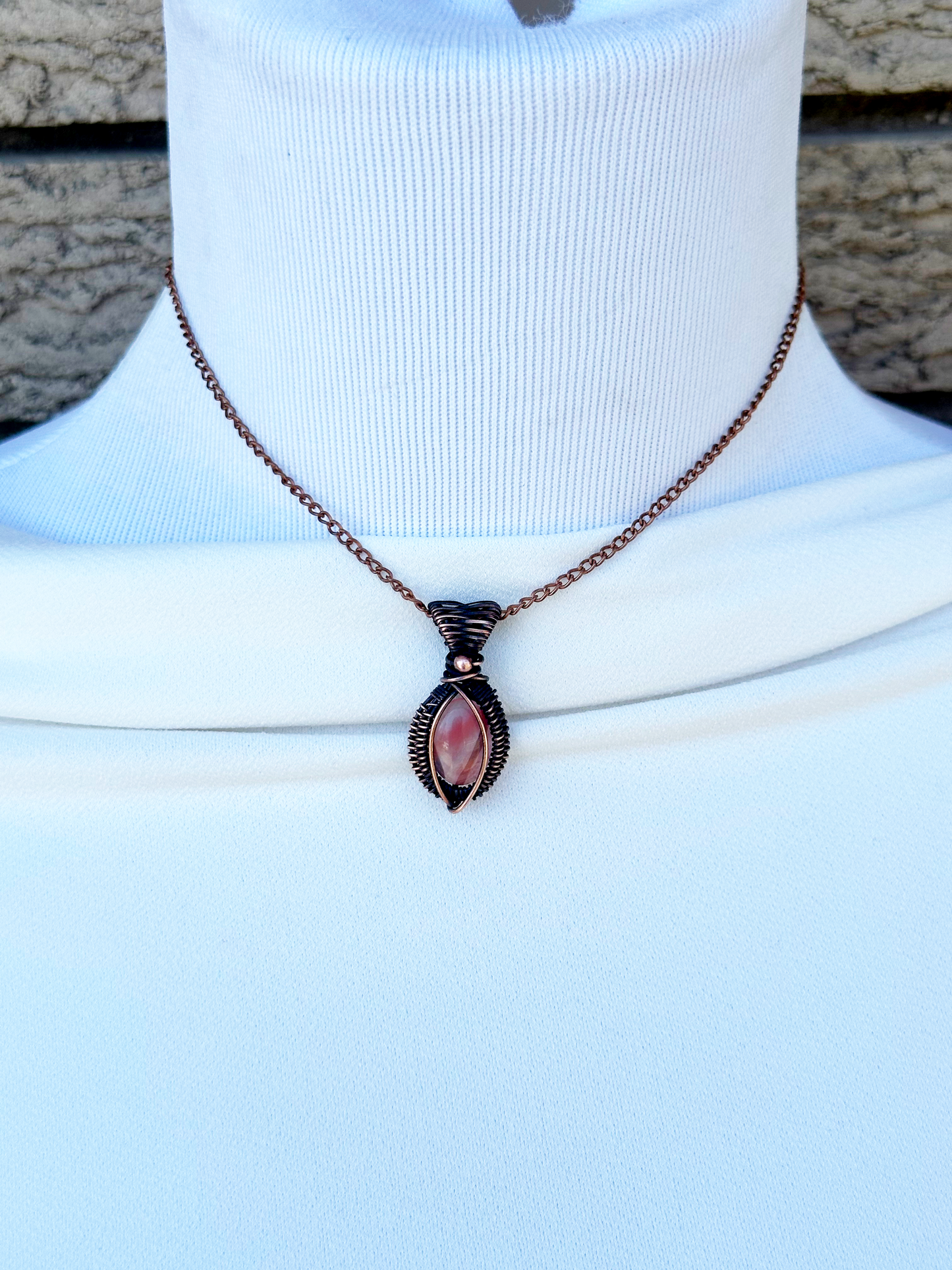 Mini Cherry Quartz Crystal Copper Pendant