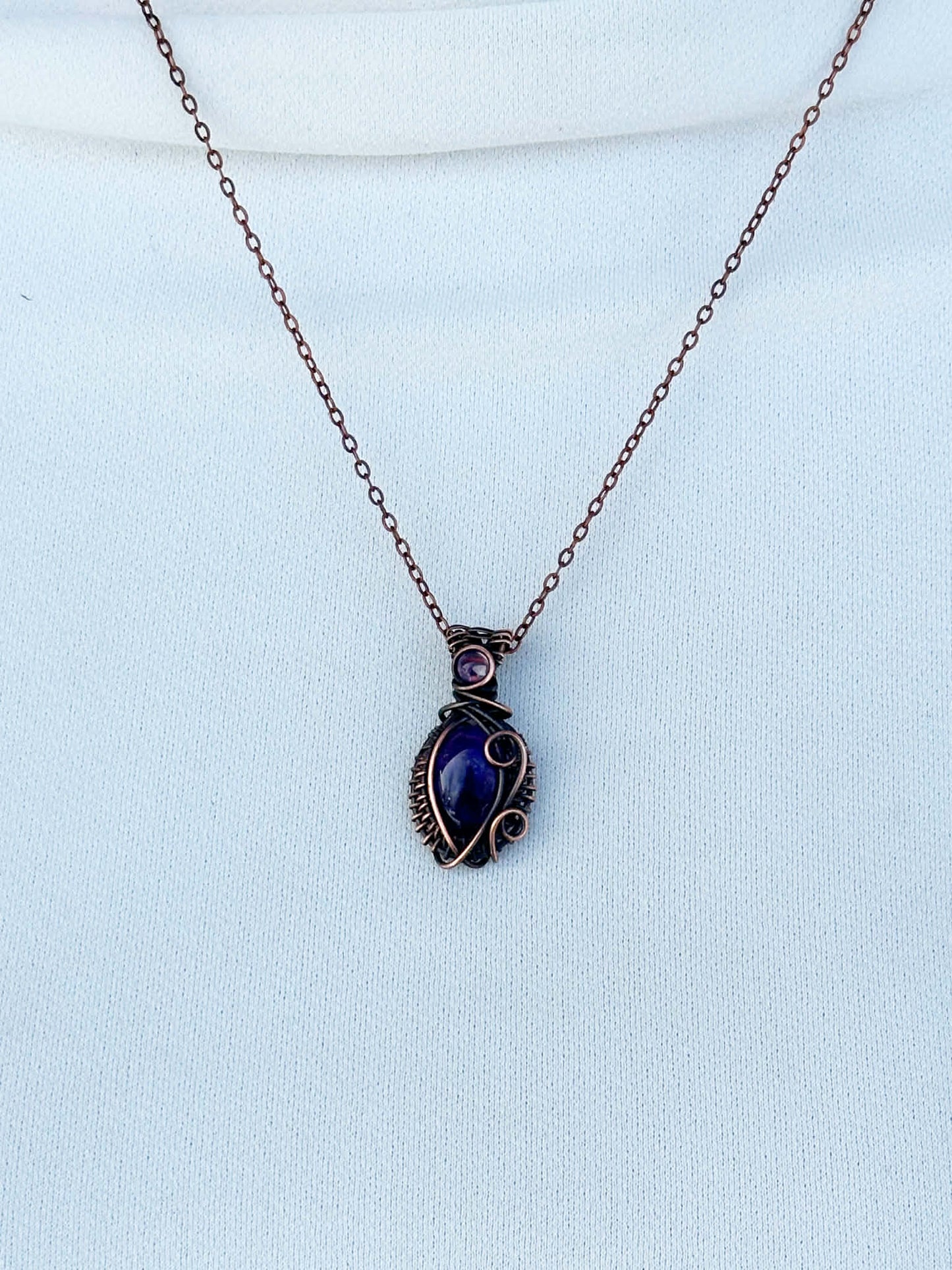 Mini Amethyst & Amethyst Accent Crystal Copper Pendant