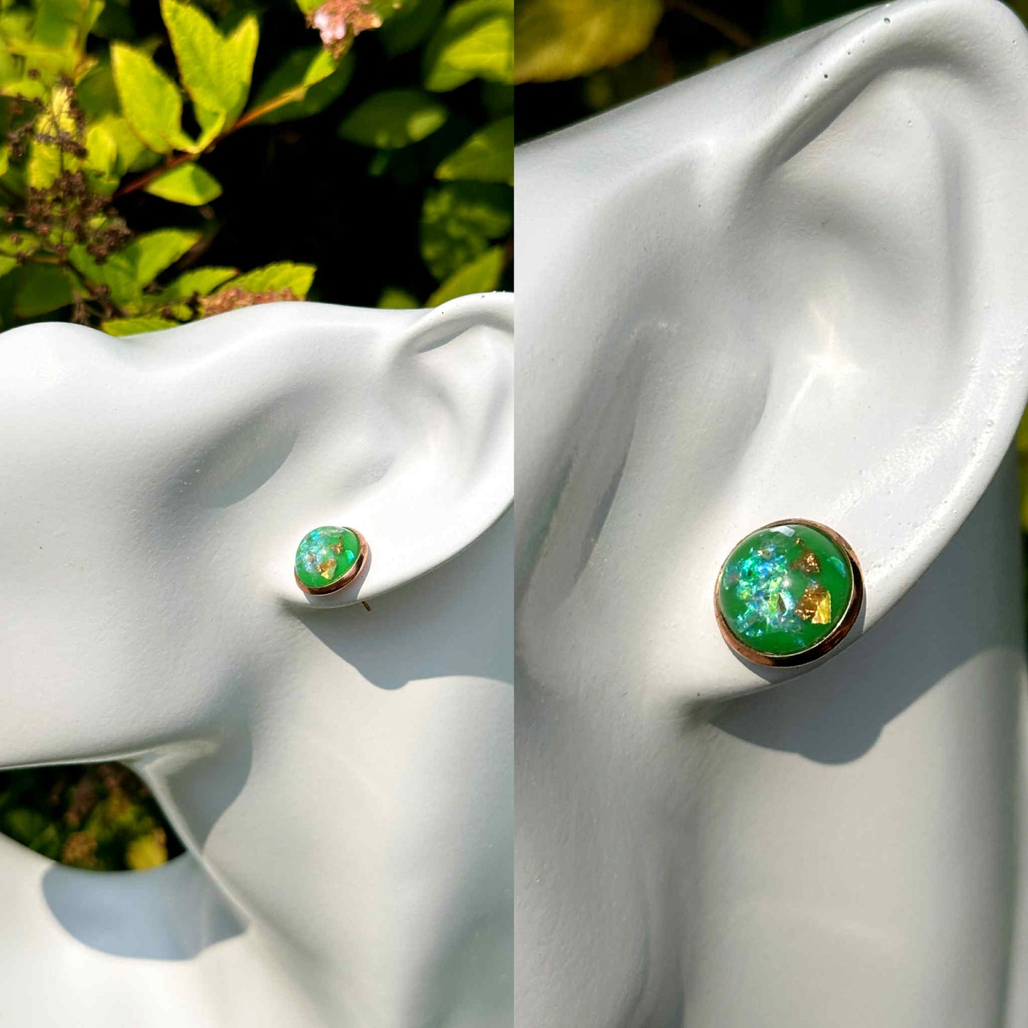 Shamrock Druzy Crystal Copper Earrings