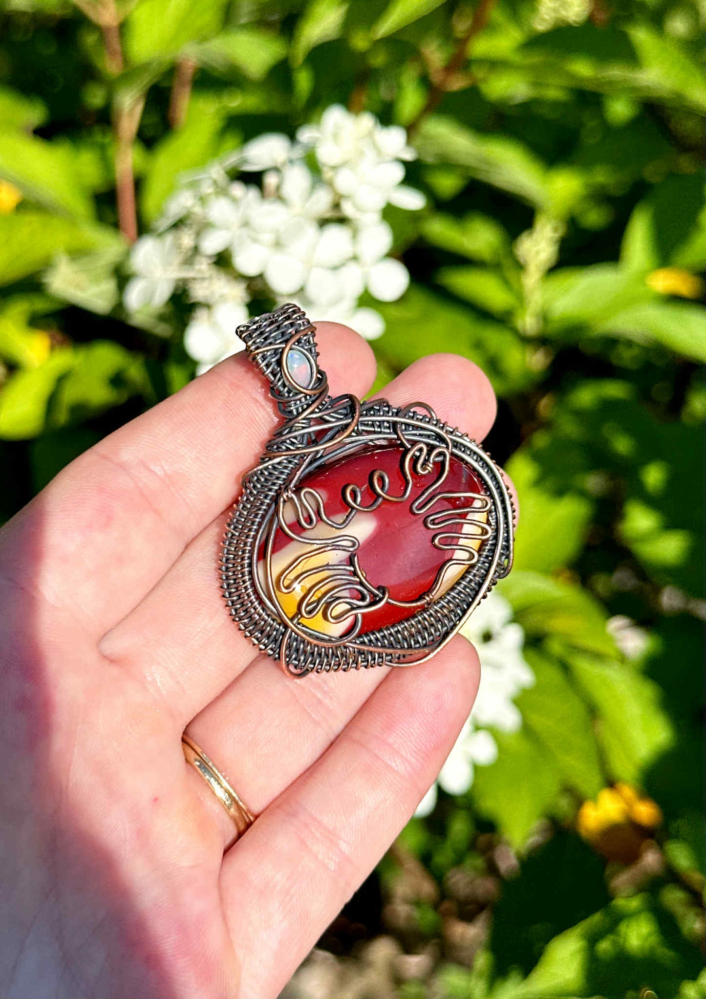 Crab Red Jasper Crystal Copper Pendant