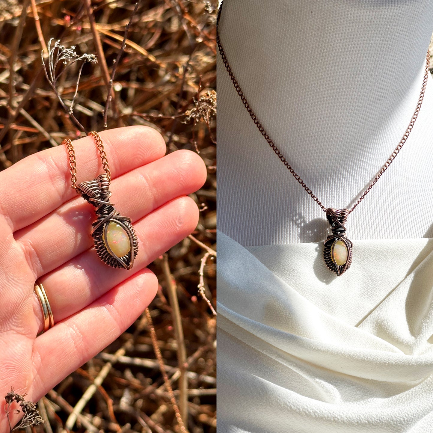 Mini Opal Crystal Copper Pendant