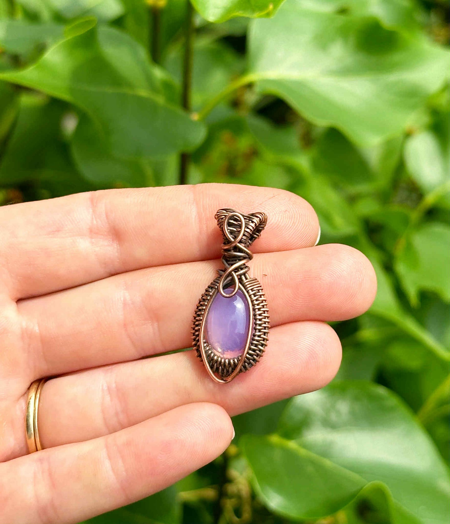 Mini Lavender Quartz Crystal Copper Pendant