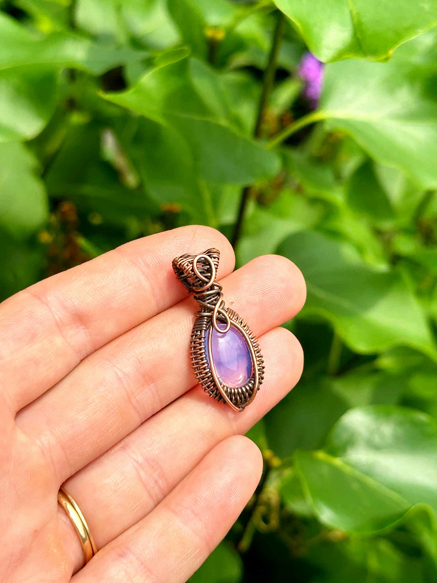 Mini Lavender Quartz Crystal Copper Pendant