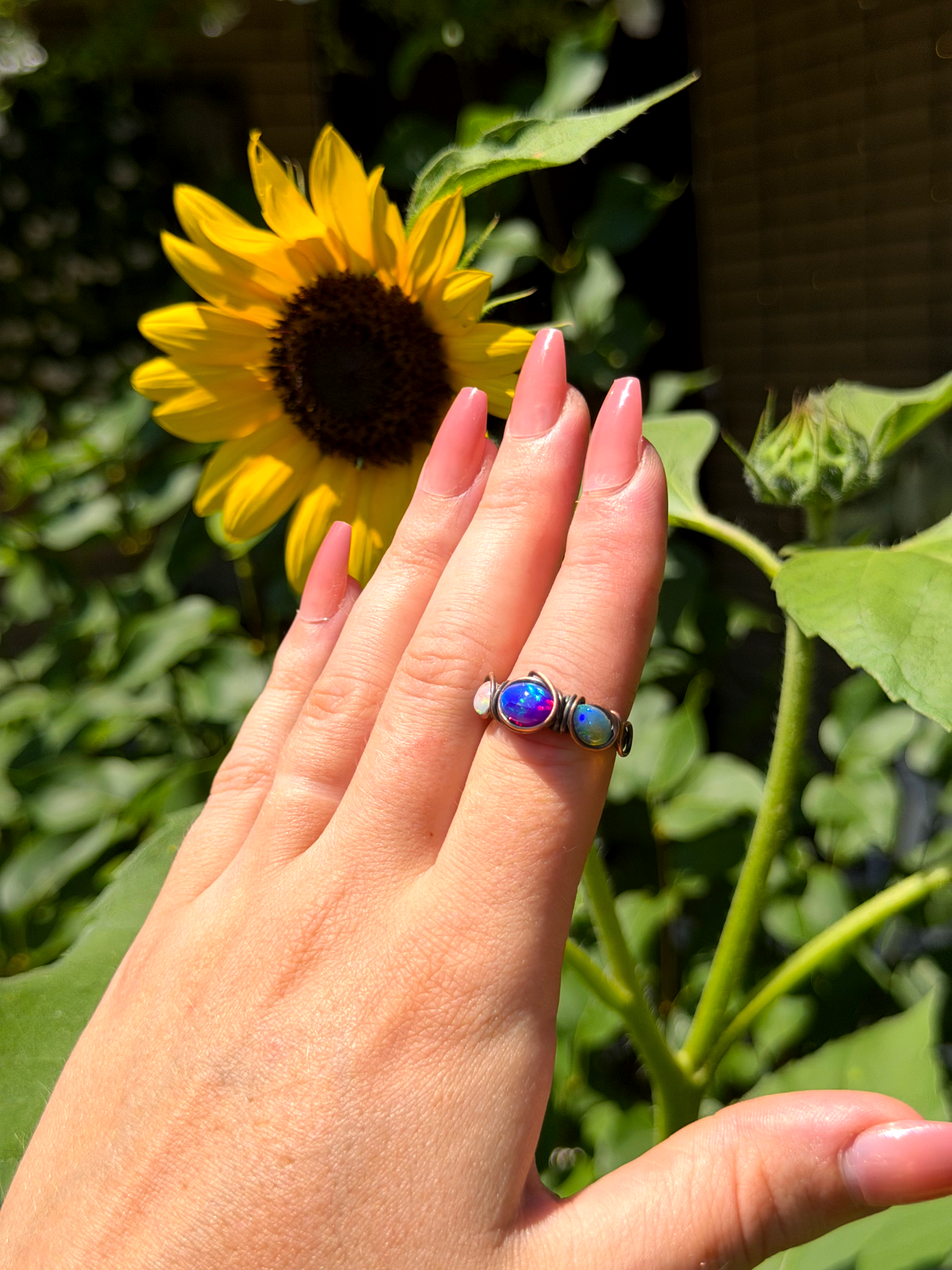Triple Purple & Ethiopian Opal Copper Ring