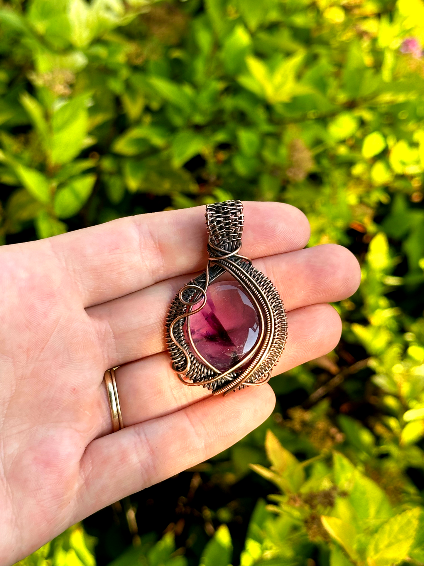 Amethyst Crystal Copper Pendant