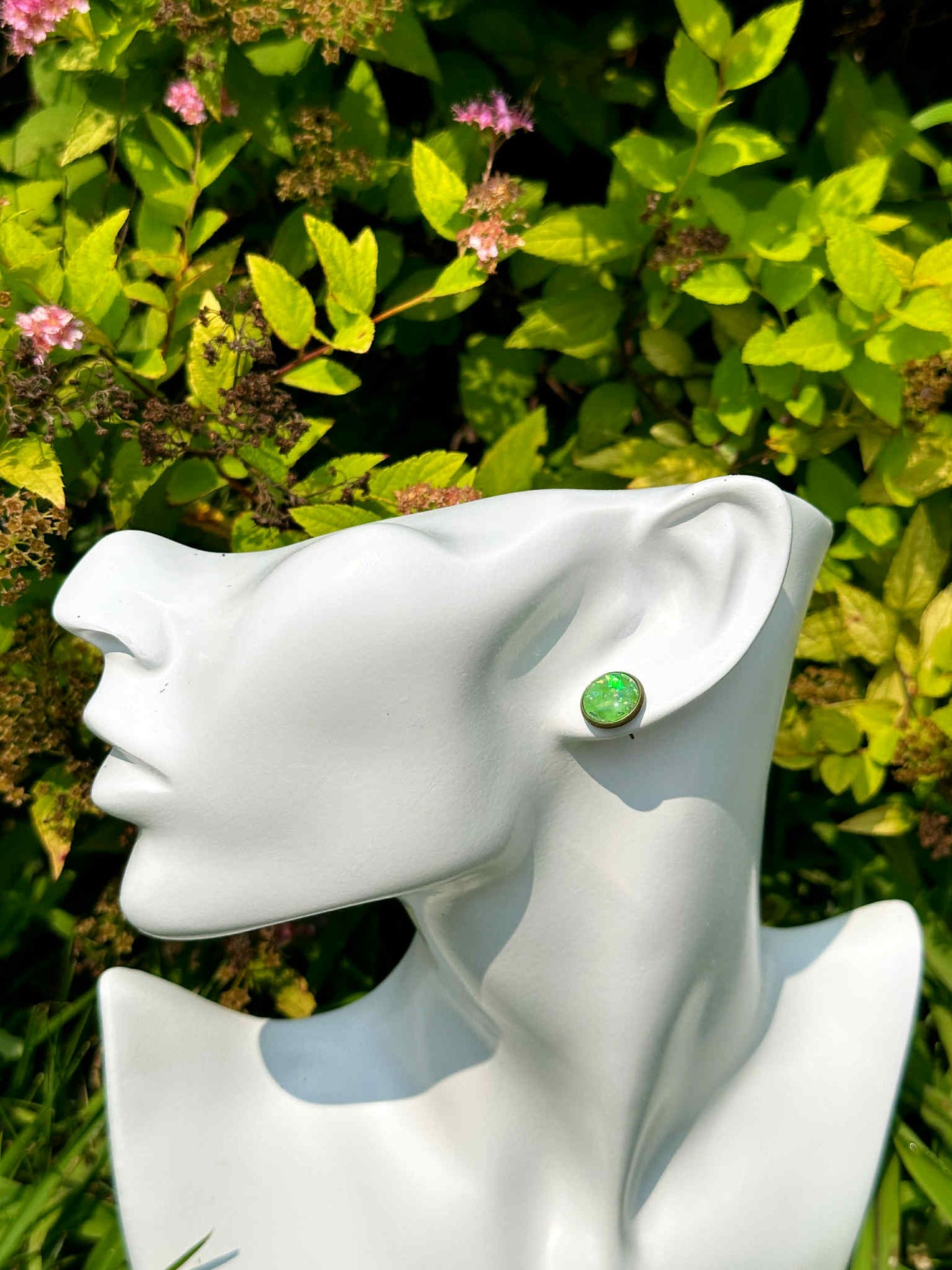 Lime Druzy Crystal Copper Earrings