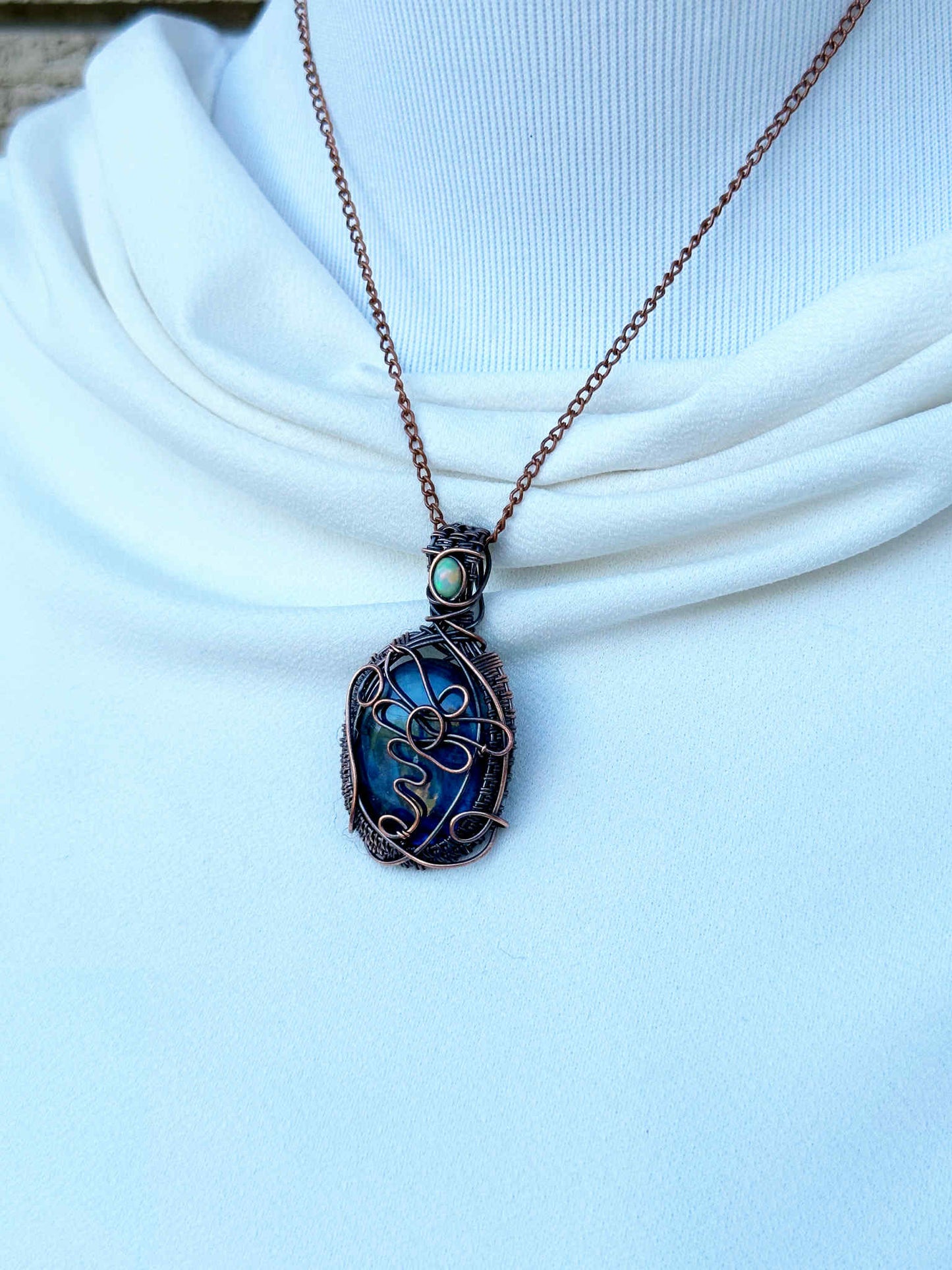 Dragon Fly Labradorite Crystal Copper Pendant