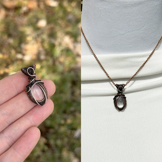 Mini Clear Quartz Crystal Copper Pendant