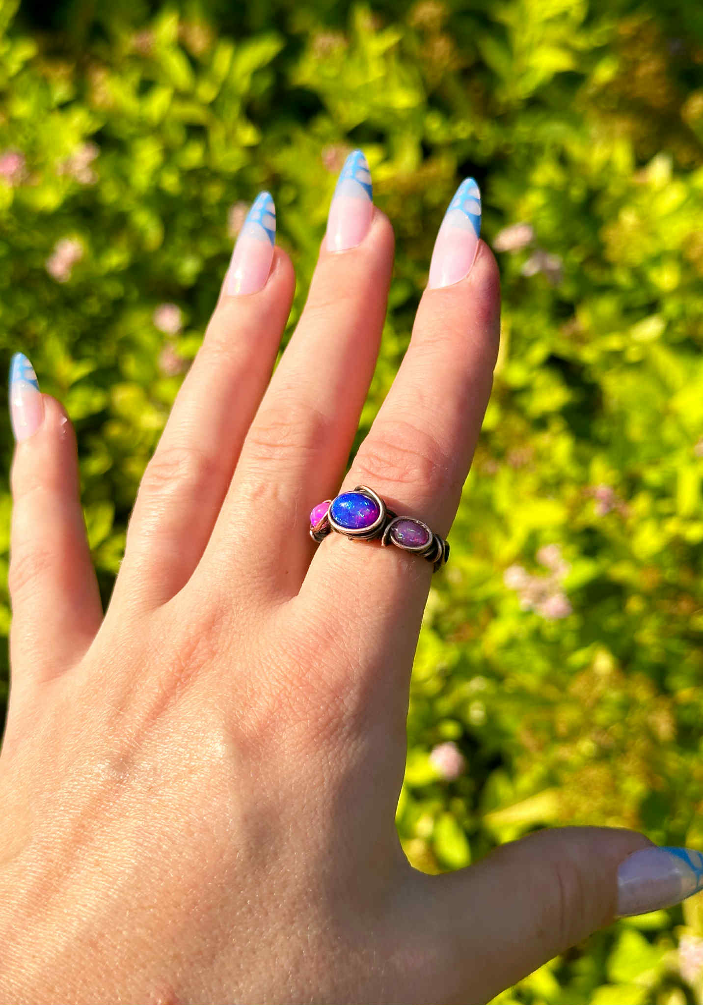 Triple Opal Sangria Copper Ring *Size 8*