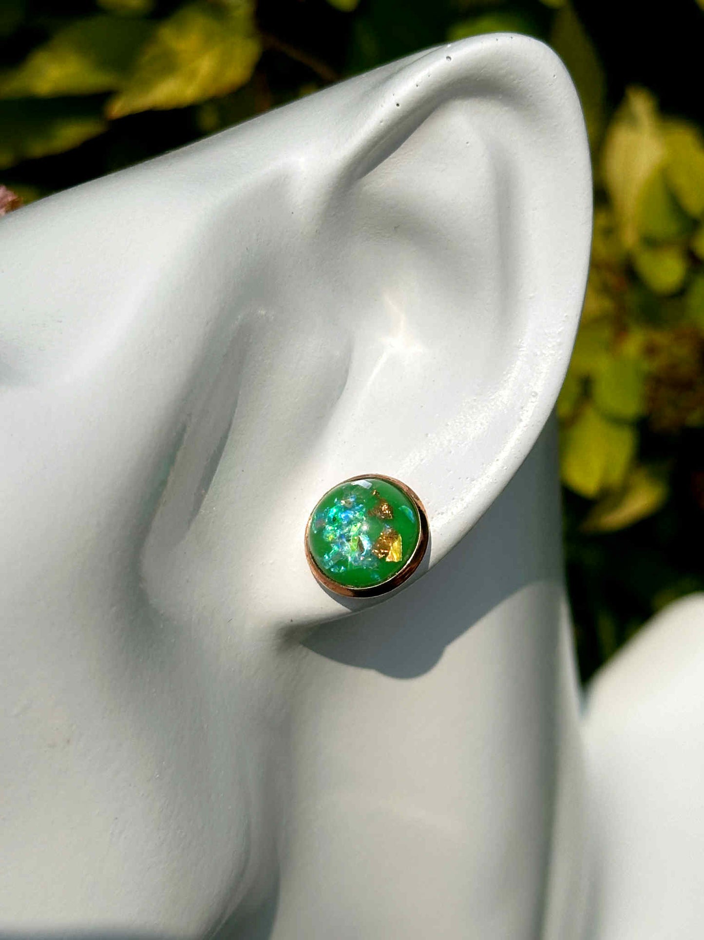 Shamrock Druzy Crystal Copper Earrings