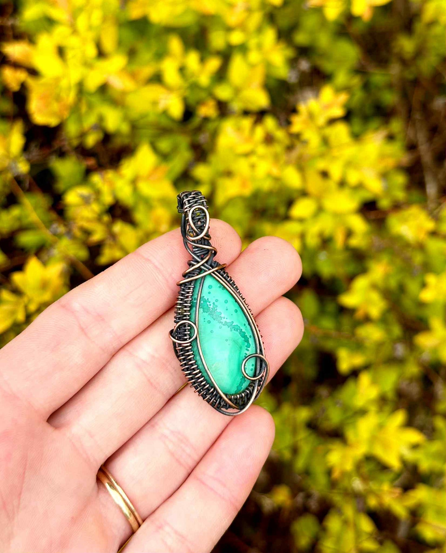 Malachite Crystal Copper Pendant