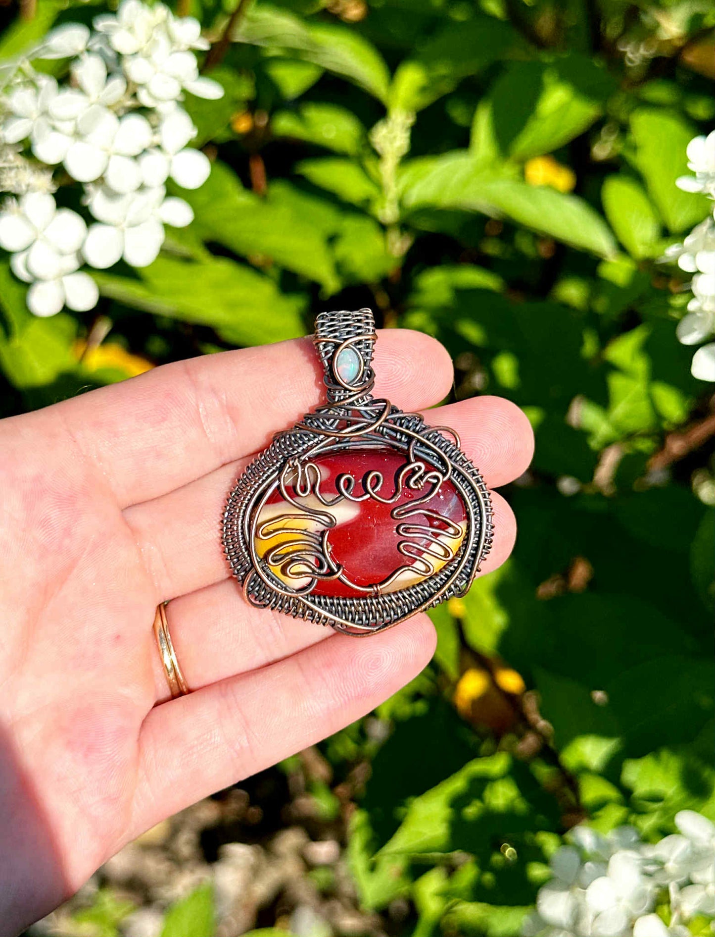 Crab Red Jasper Crystal Copper Pendant