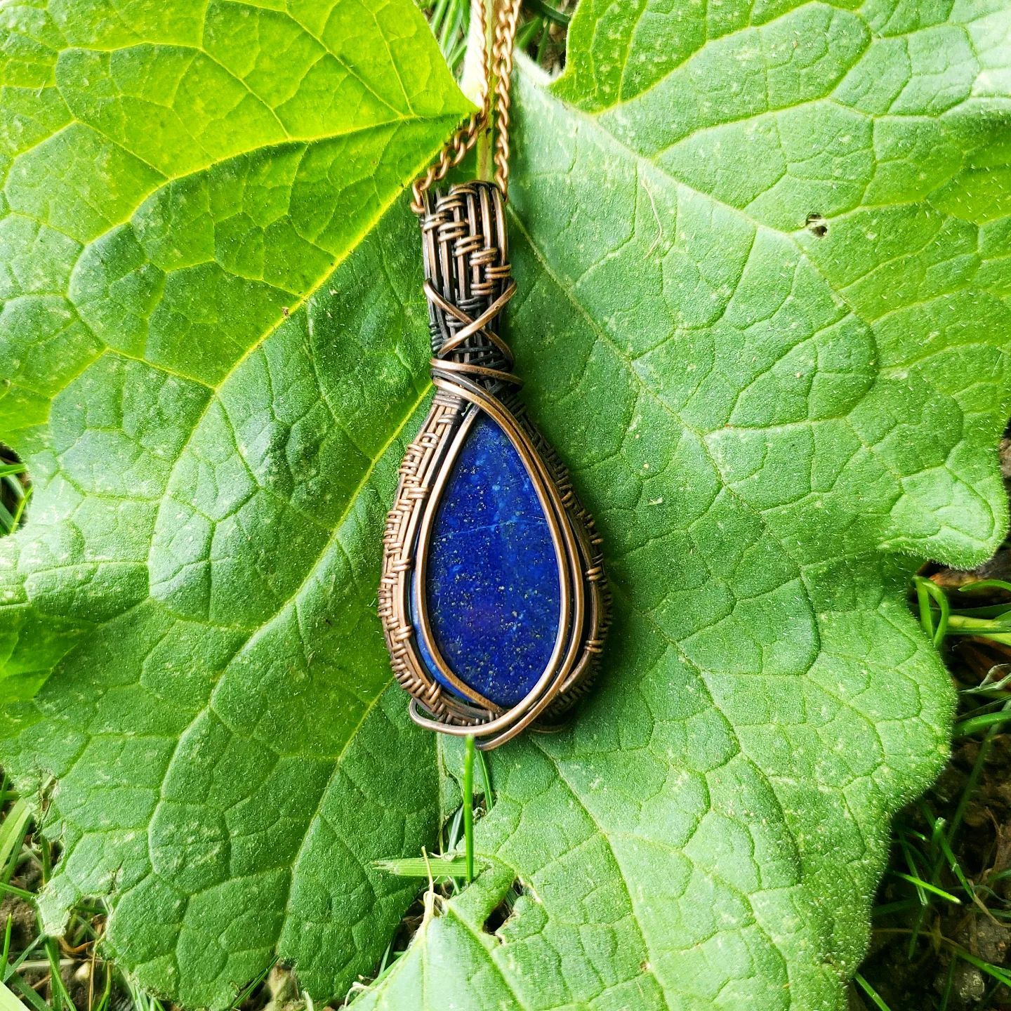 Lapis Lazuli Crystal Copper Pendant