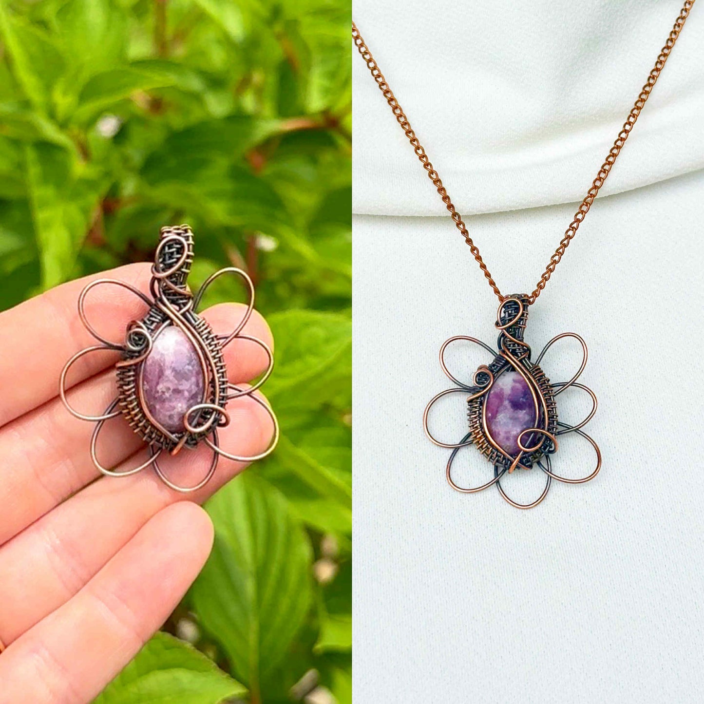 Daisy Sodalite Crystal Copper Pendant