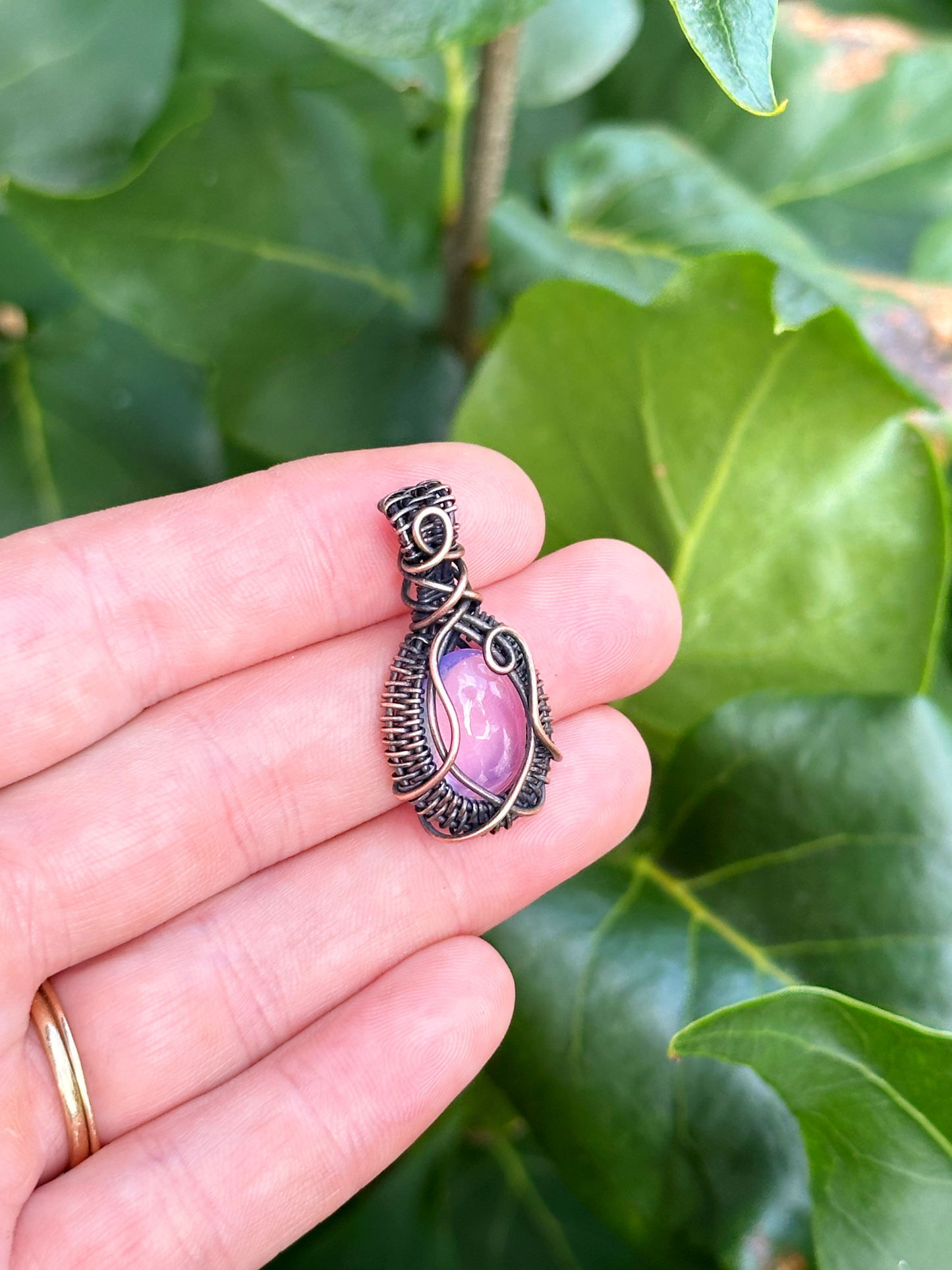 Mini Lavender Quartz Crystal Copper Pendant