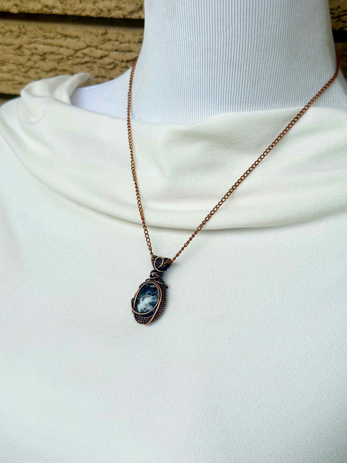 Mini Zebra Jasper Crystal Copper Pendant