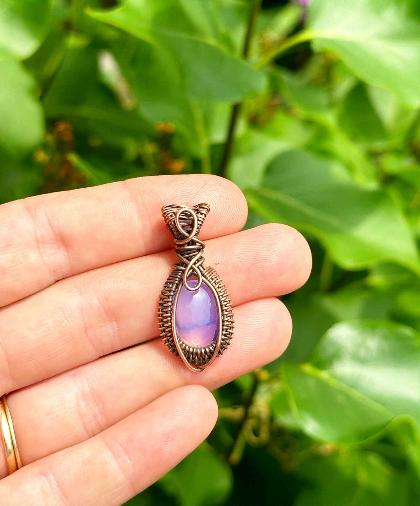 Mini Lavender Quartz Crystal Copper Pendant
