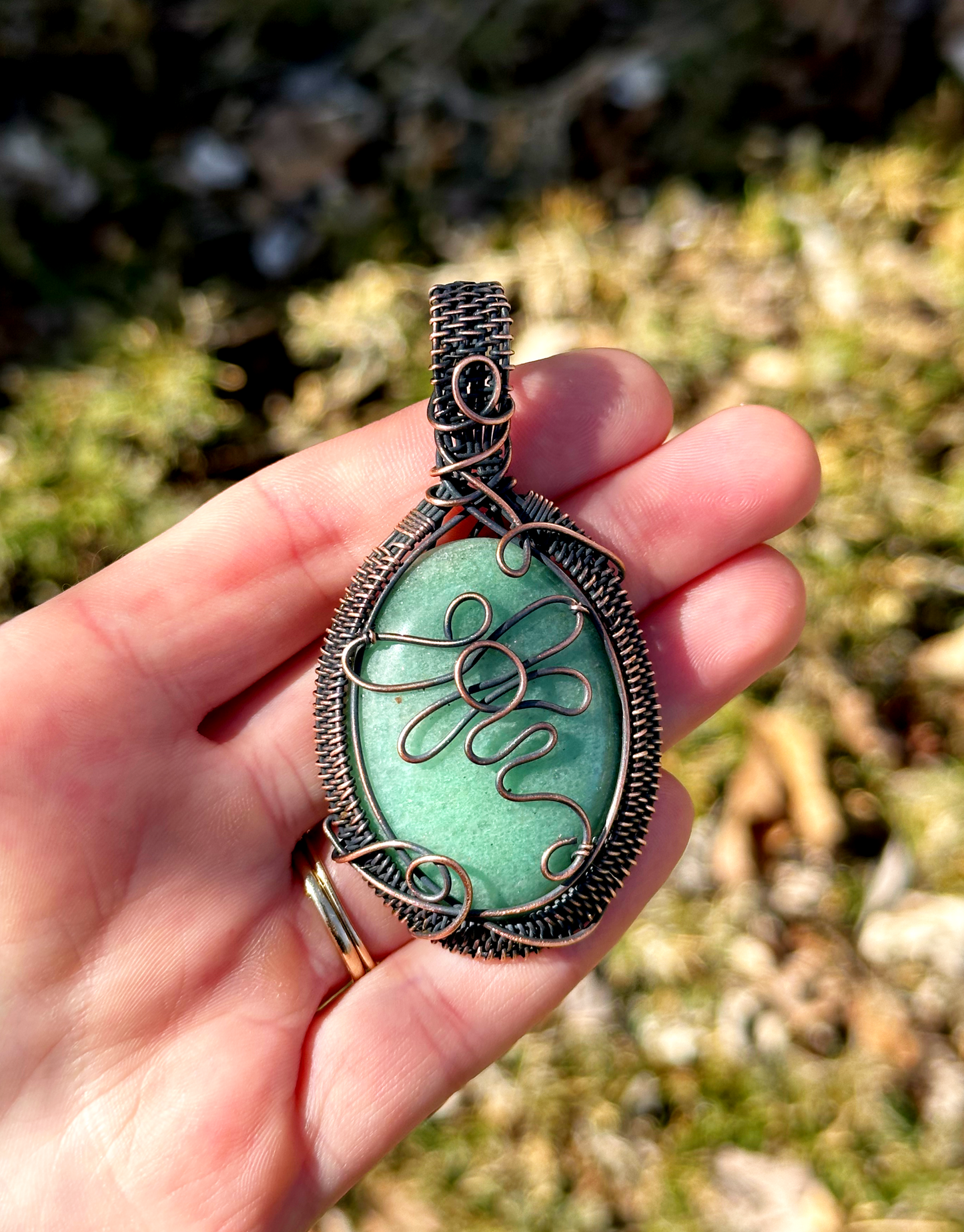 Dragon Fly Green Chrysocolla Crystal Copper Pendant