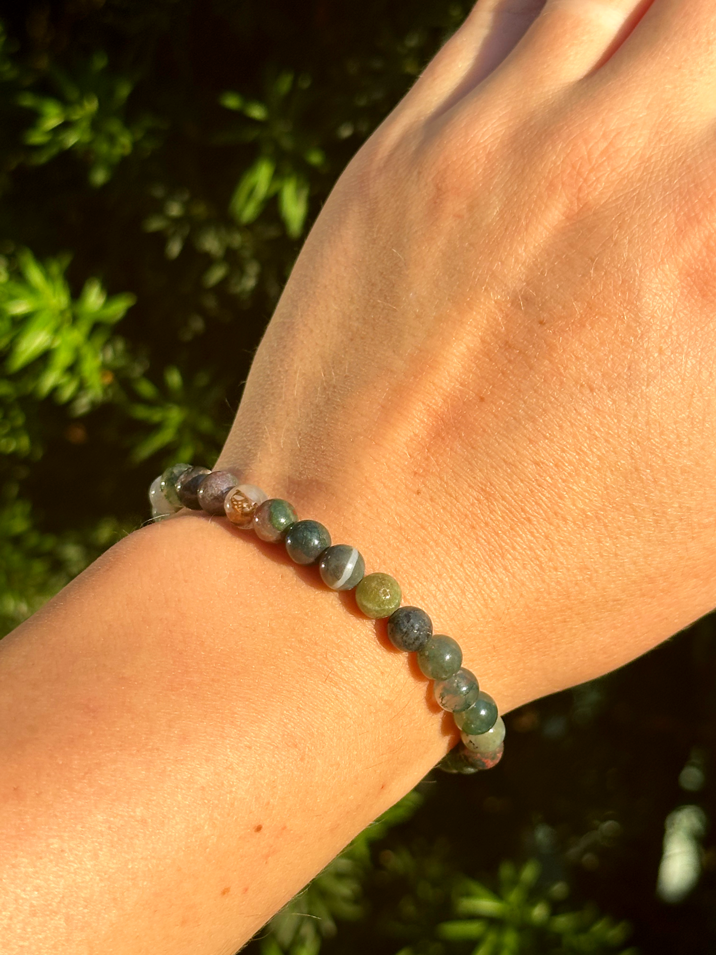 Indian Agate Crystal Beaded Bracelet