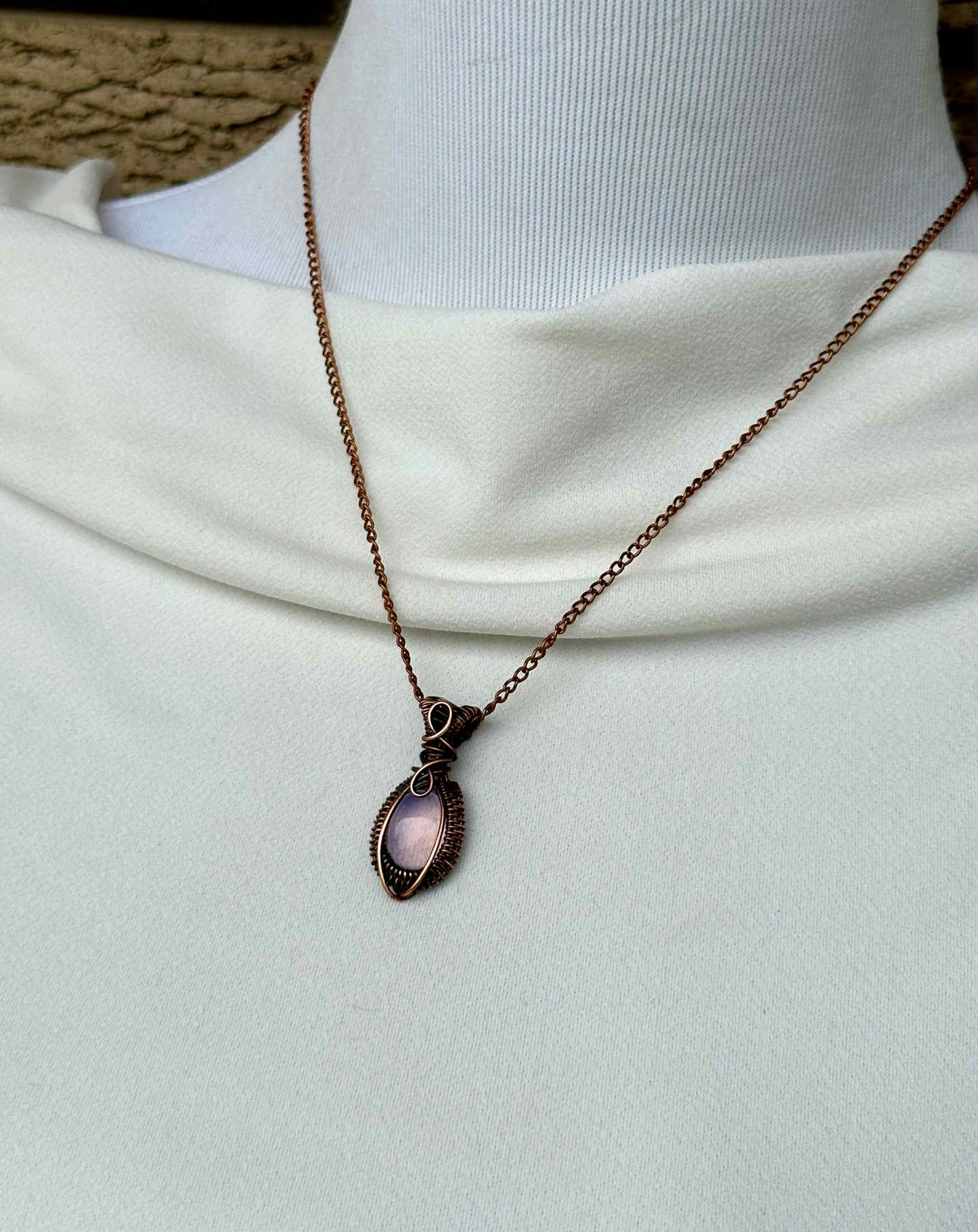 Mini Lavender Quartz Crystal Copper Pendant