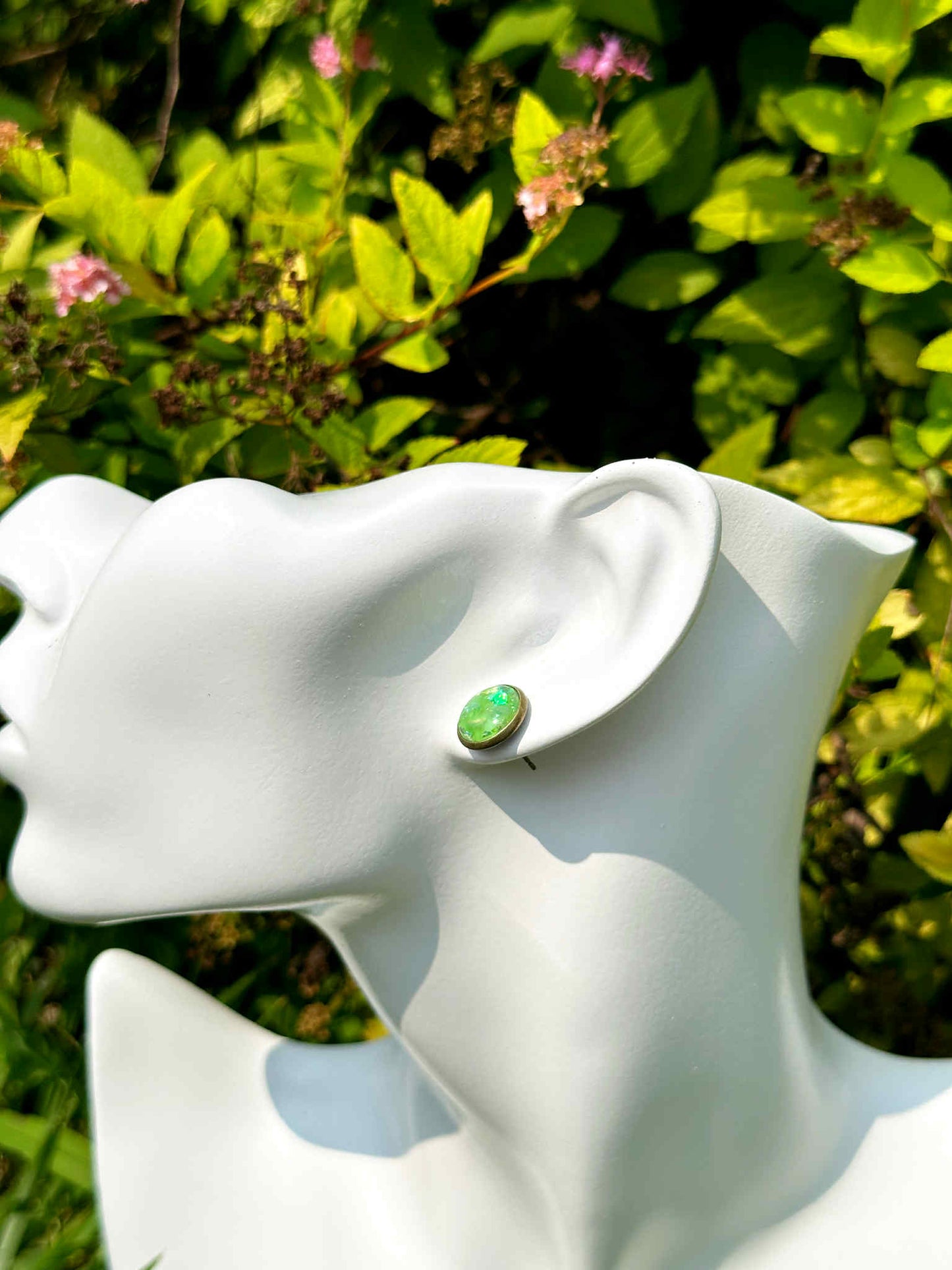 Lime Druzy Crystal Copper Earrings