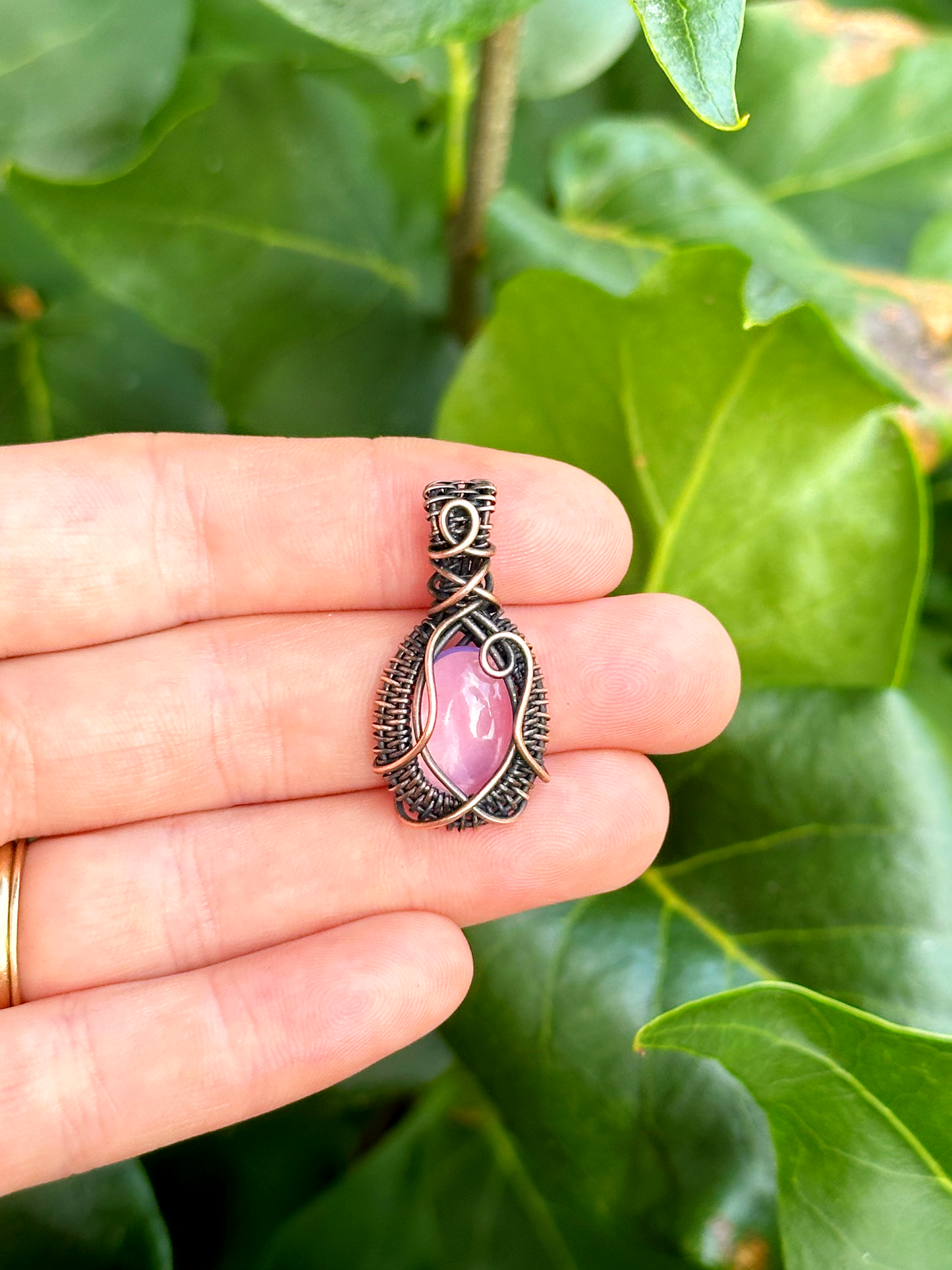 Mini Lavender Quartz Crystal Copper Pendant