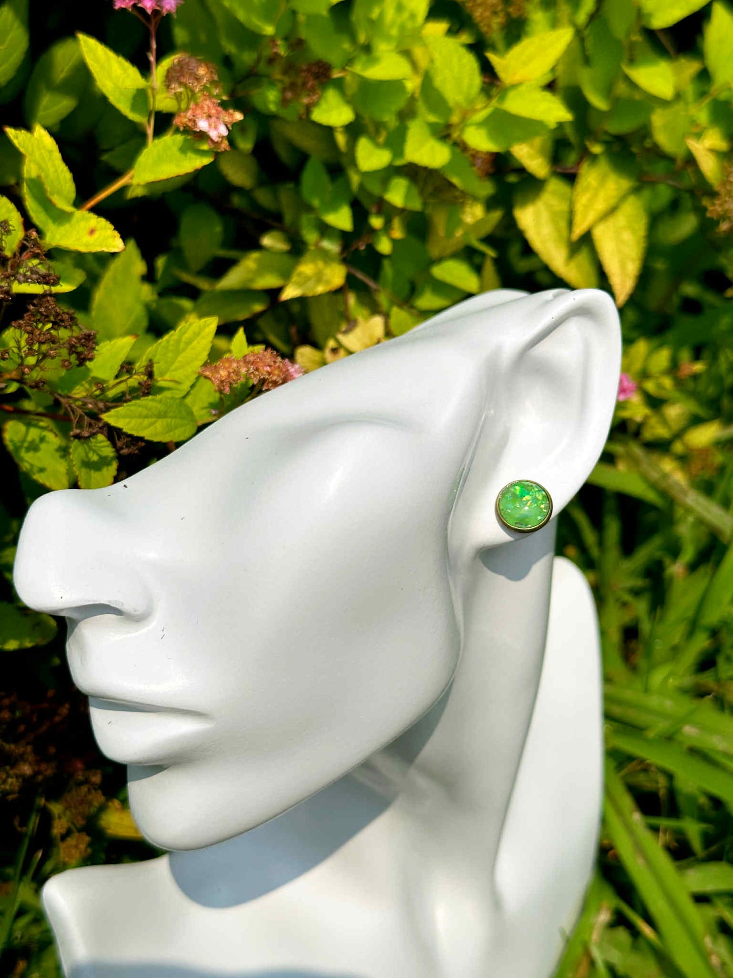Lime Druzy Crystal Copper Earrings