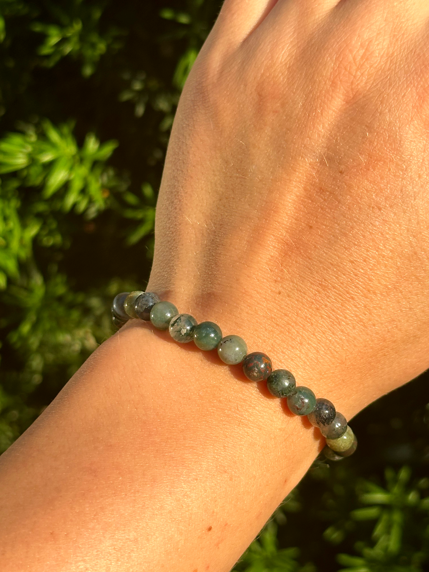 Indian Agate Crystal Beaded Bracelet