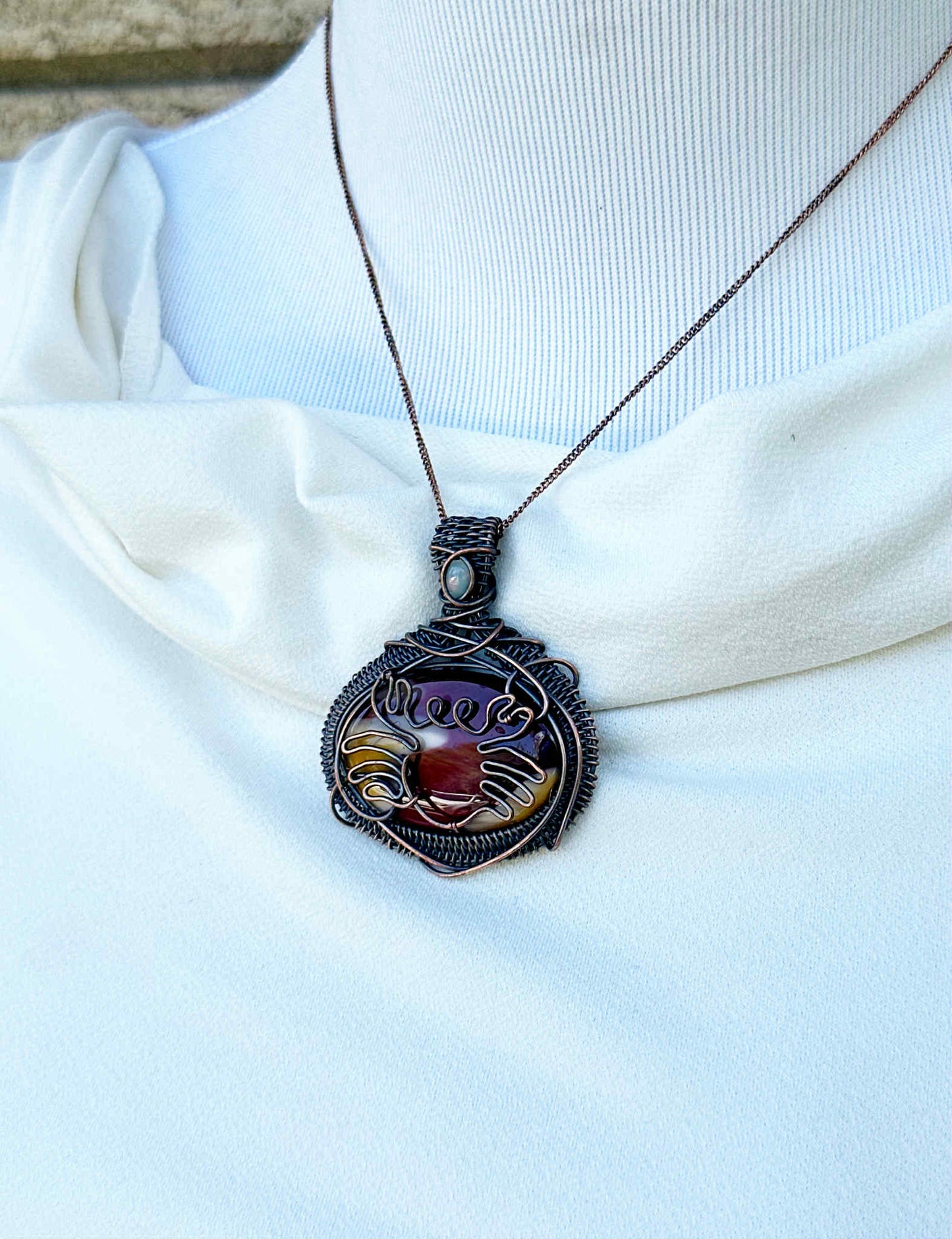 Crab Red Jasper Crystal Copper Pendant