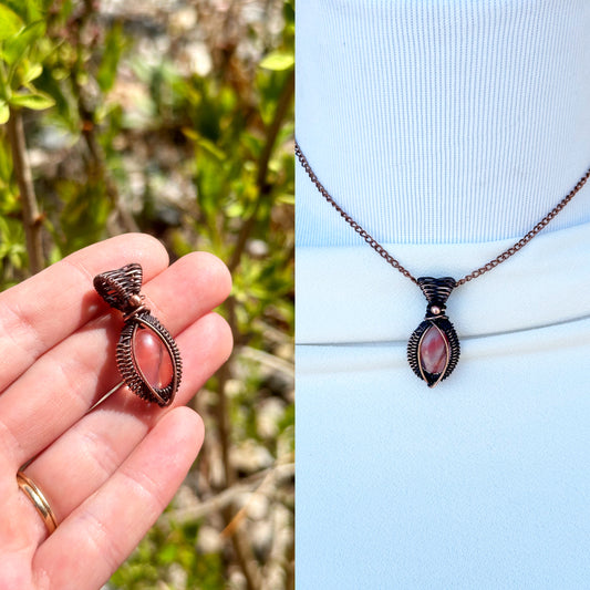 Mini Cherry Quartz Crystal Copper Pendant
