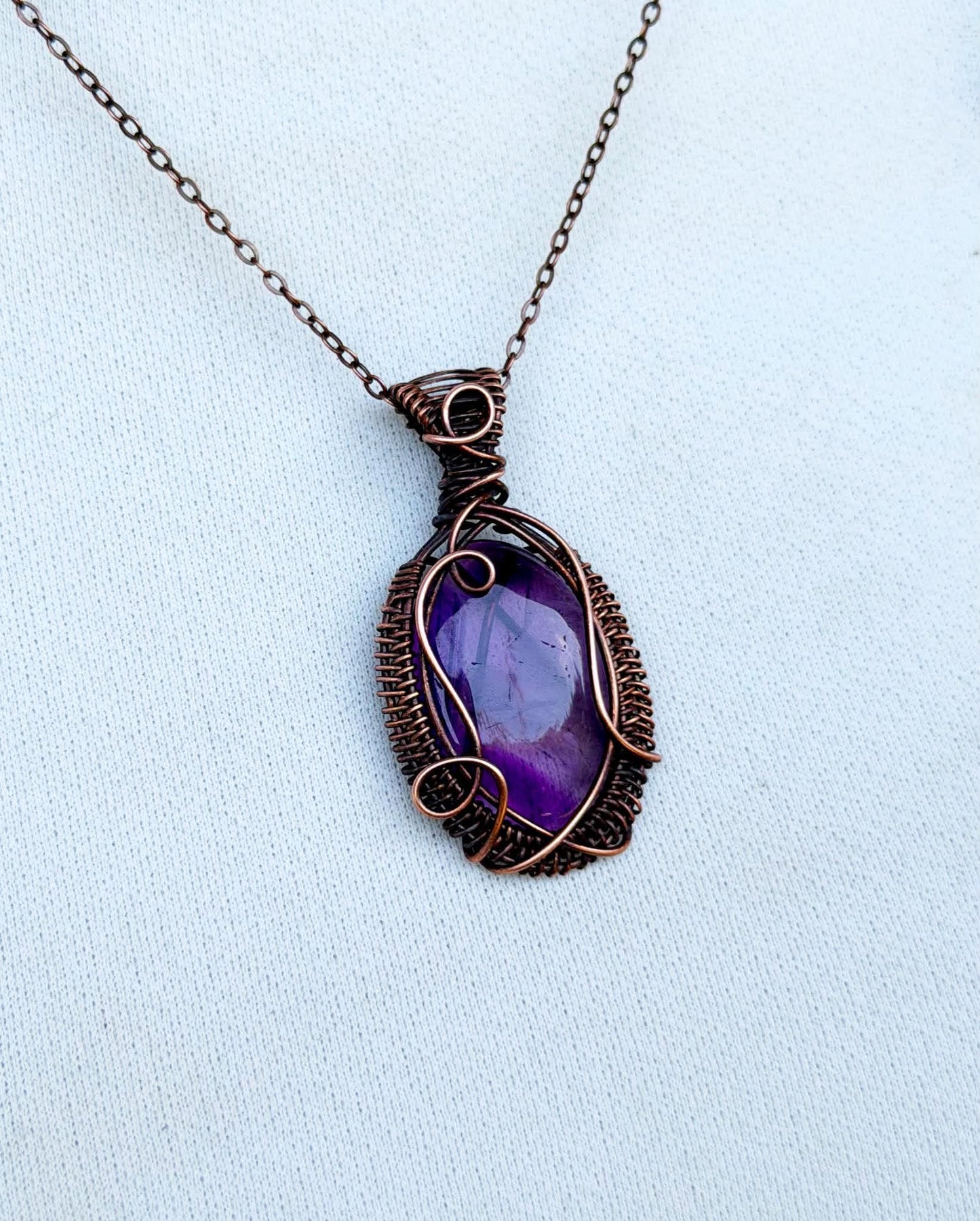 Amethyst Crystal Copper Pendant