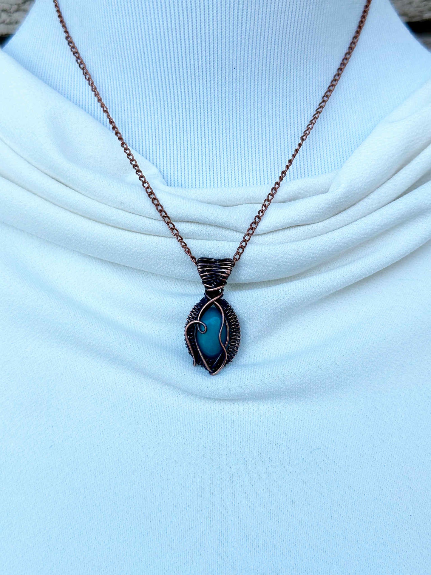 Mini Aquamarine Crystal Copper Pendant