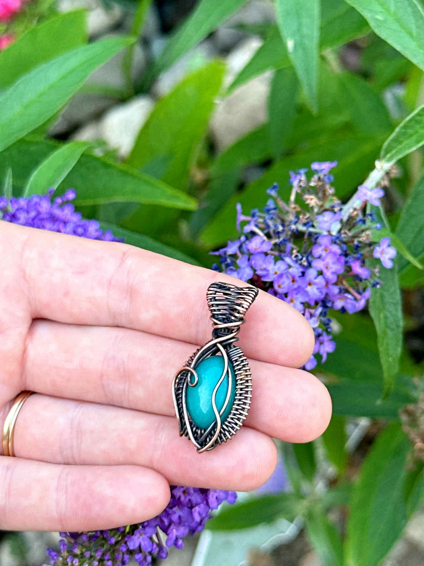 Mini Aquamarine Crystal Copper Pendant