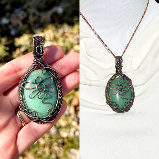 Dragon Fly Green Chrysocolla Crystal Copper Pendant