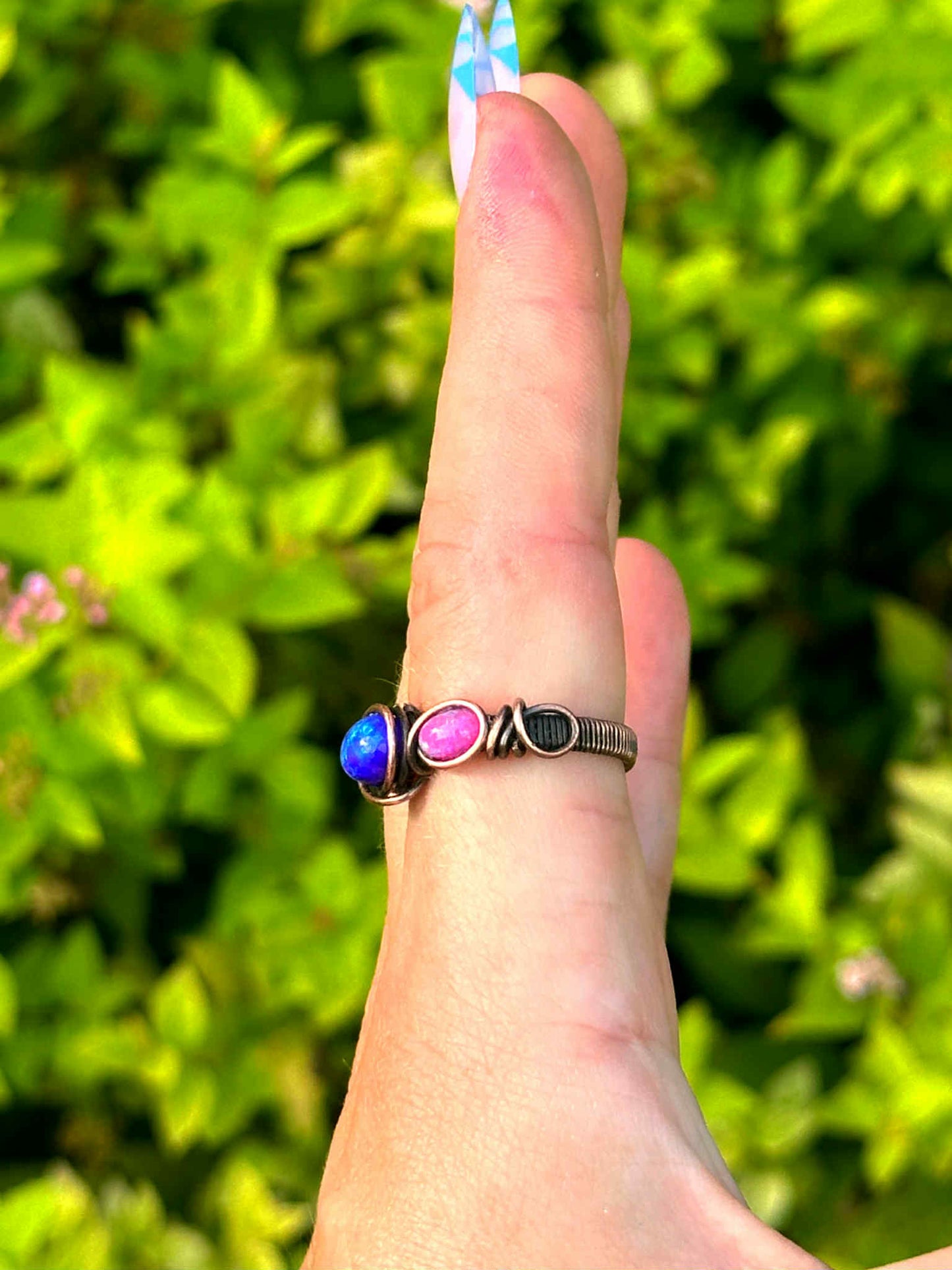 Triple Opal Sangria Copper Ring *Size 8*