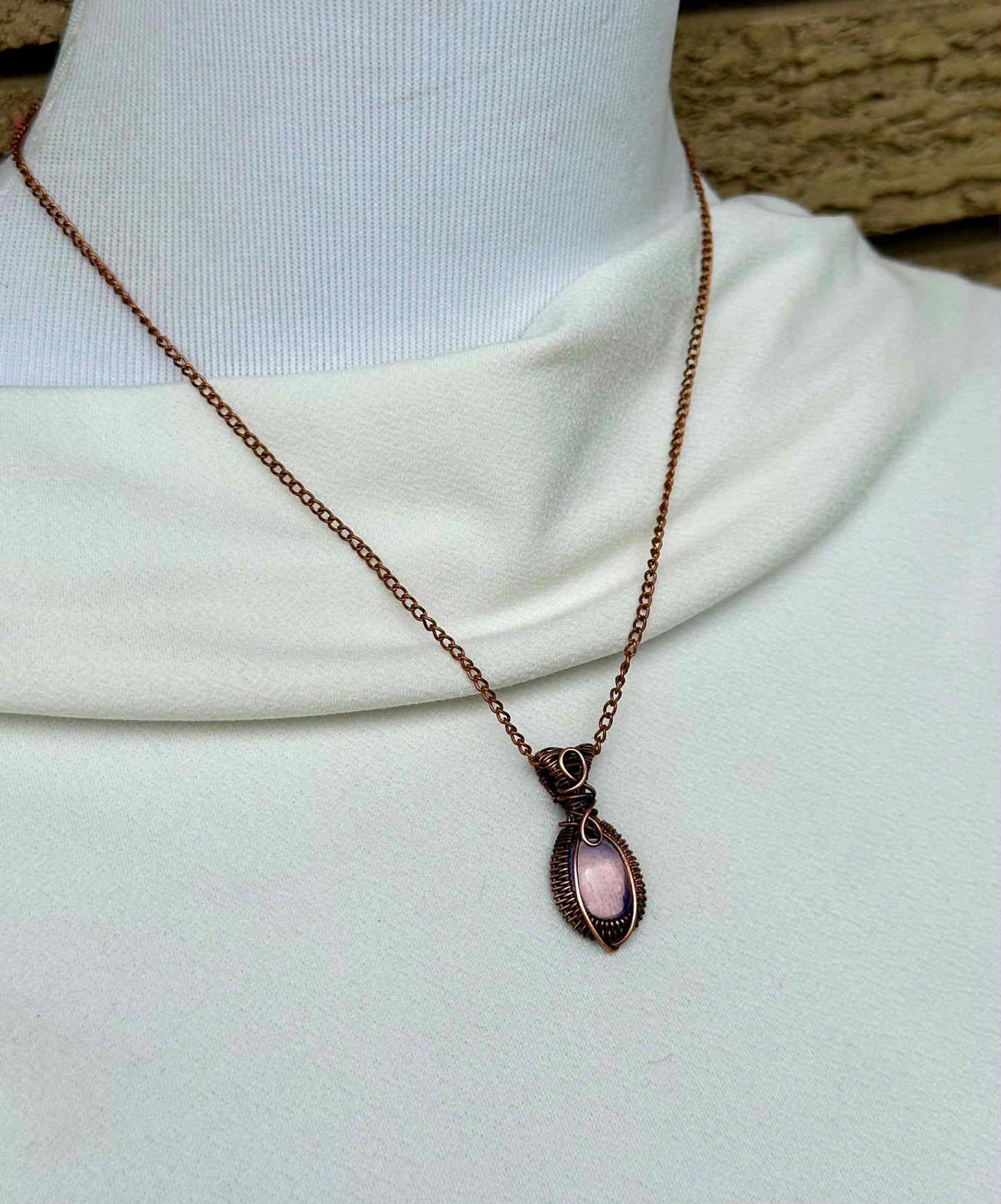 Mini Lavender Quartz Crystal Copper Pendant