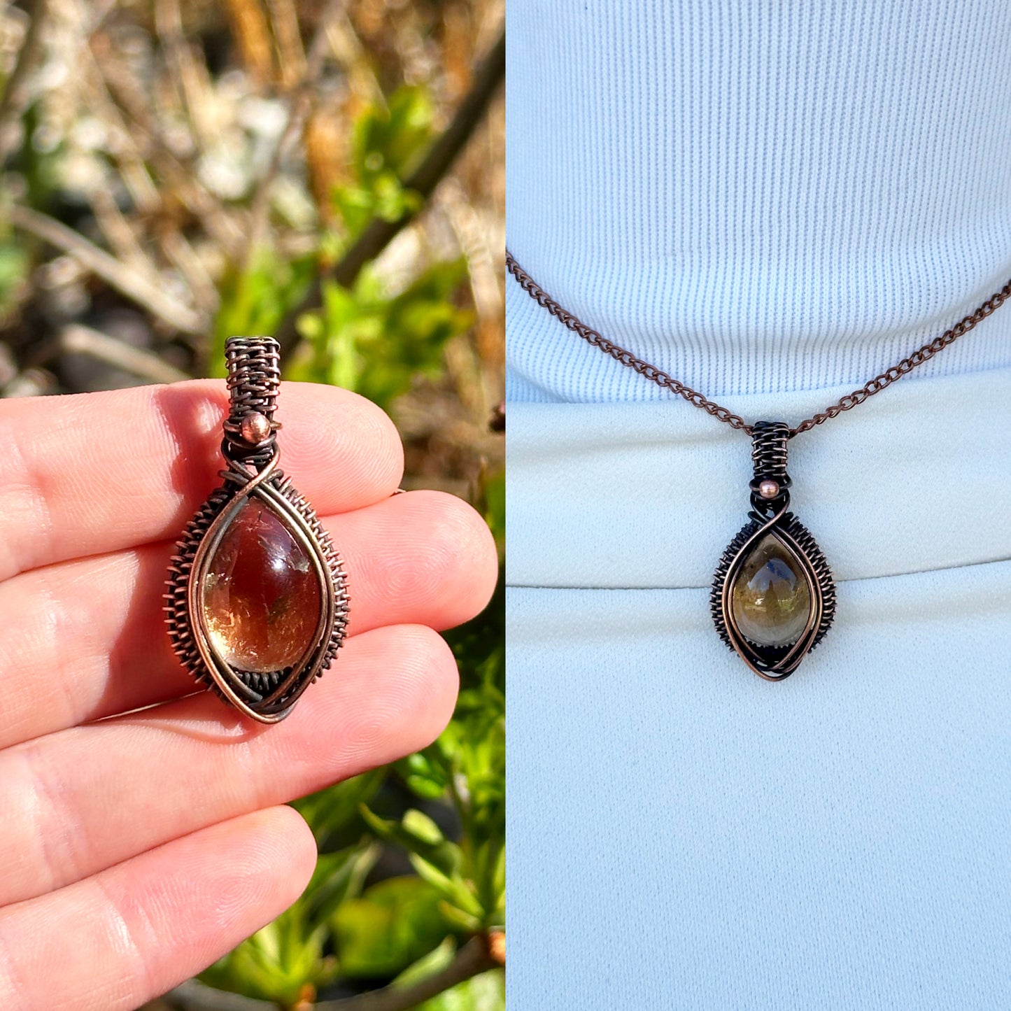 Ametrine Crystal Copper Pendant