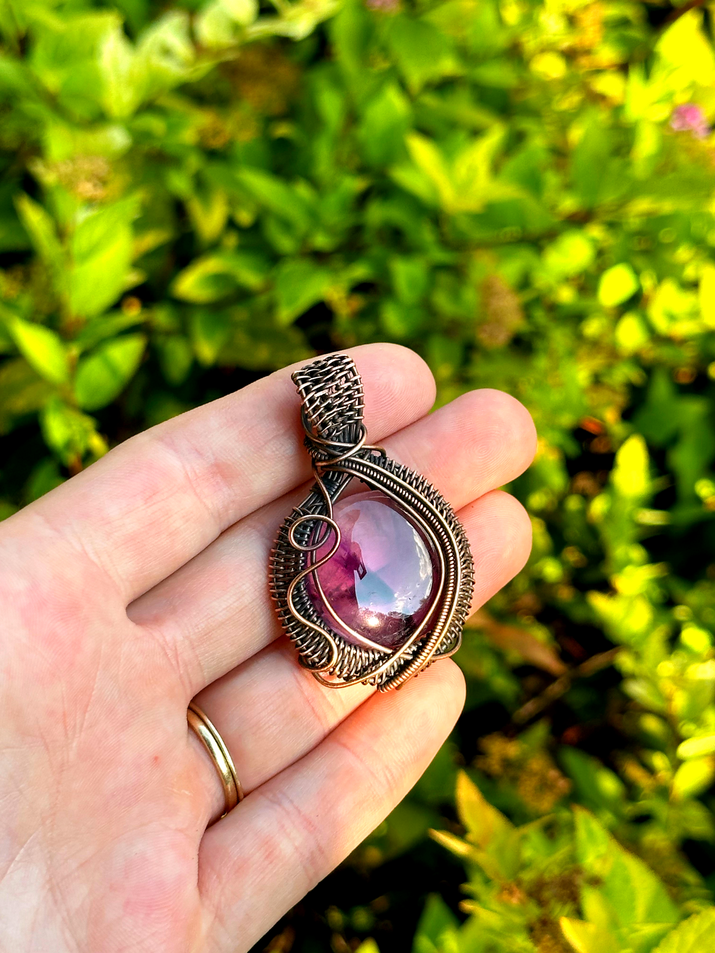 Amethyst Crystal Copper Pendant