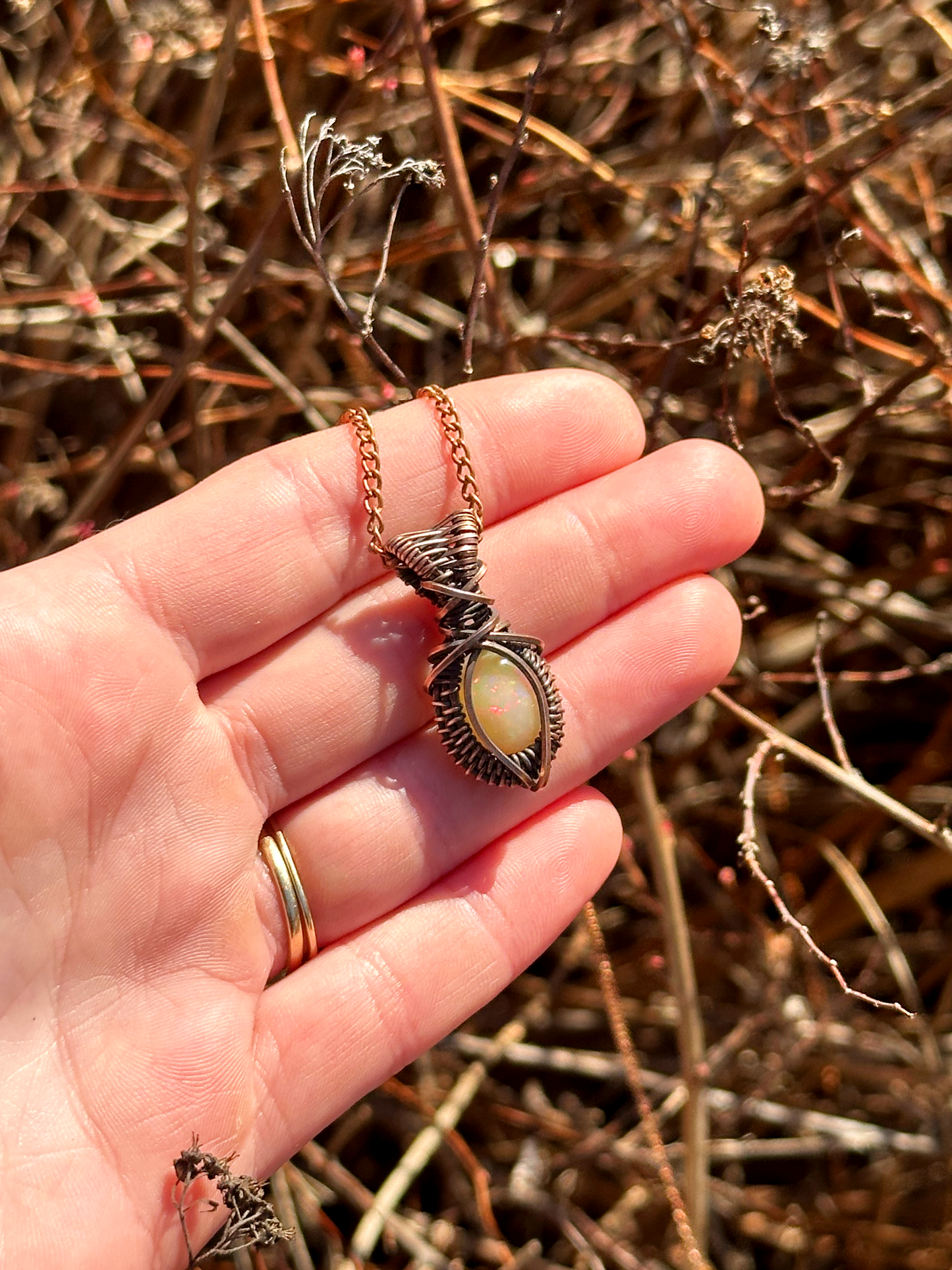 Mini Opal Crystal Copper Pendant
