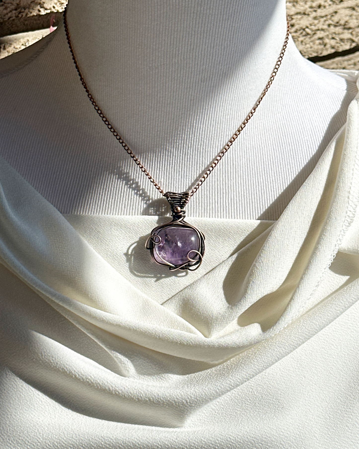 Purple Ametrine Crystal Copper Pendant