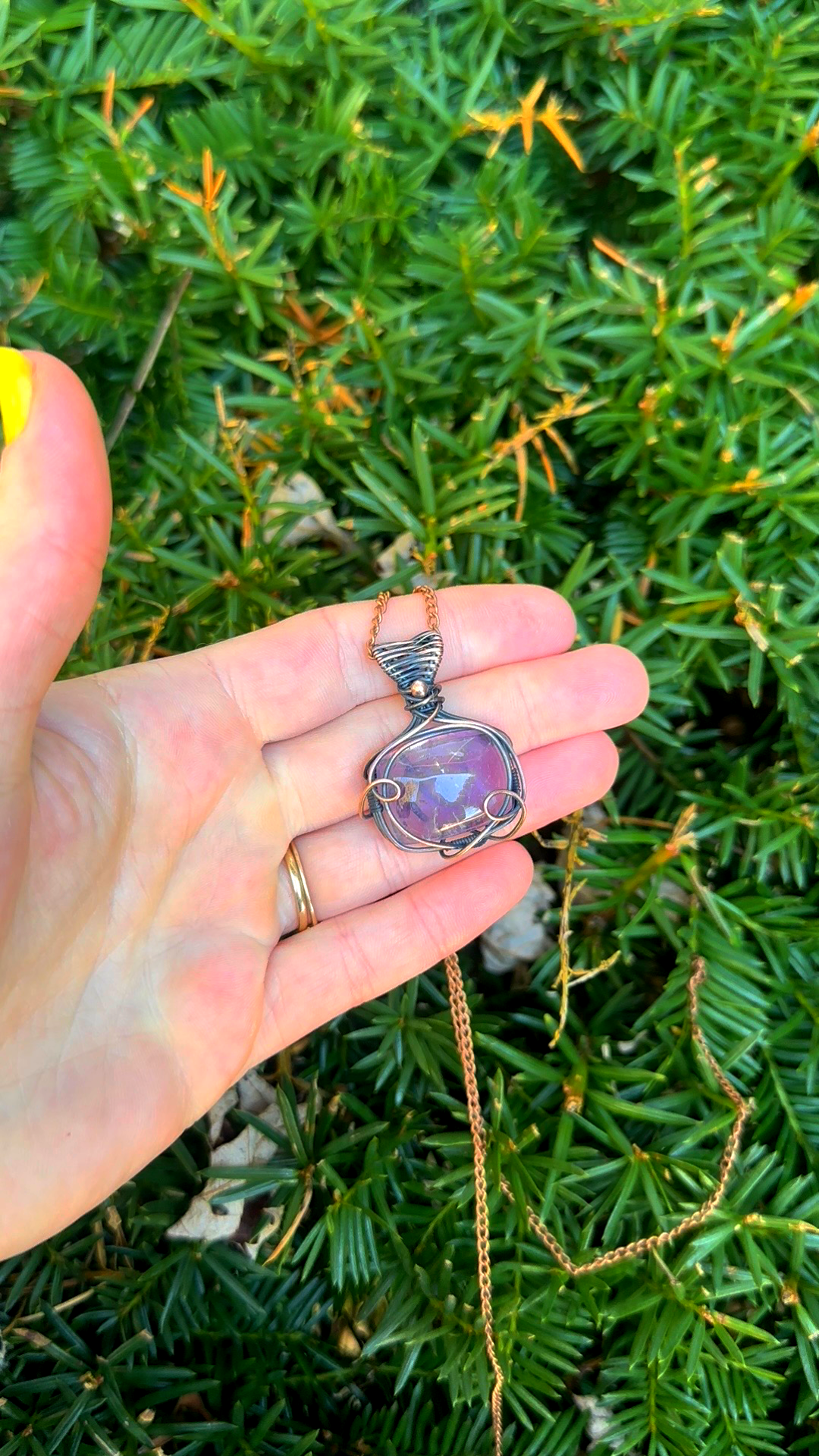 Purple Ametrine Crystal Copper Pendant