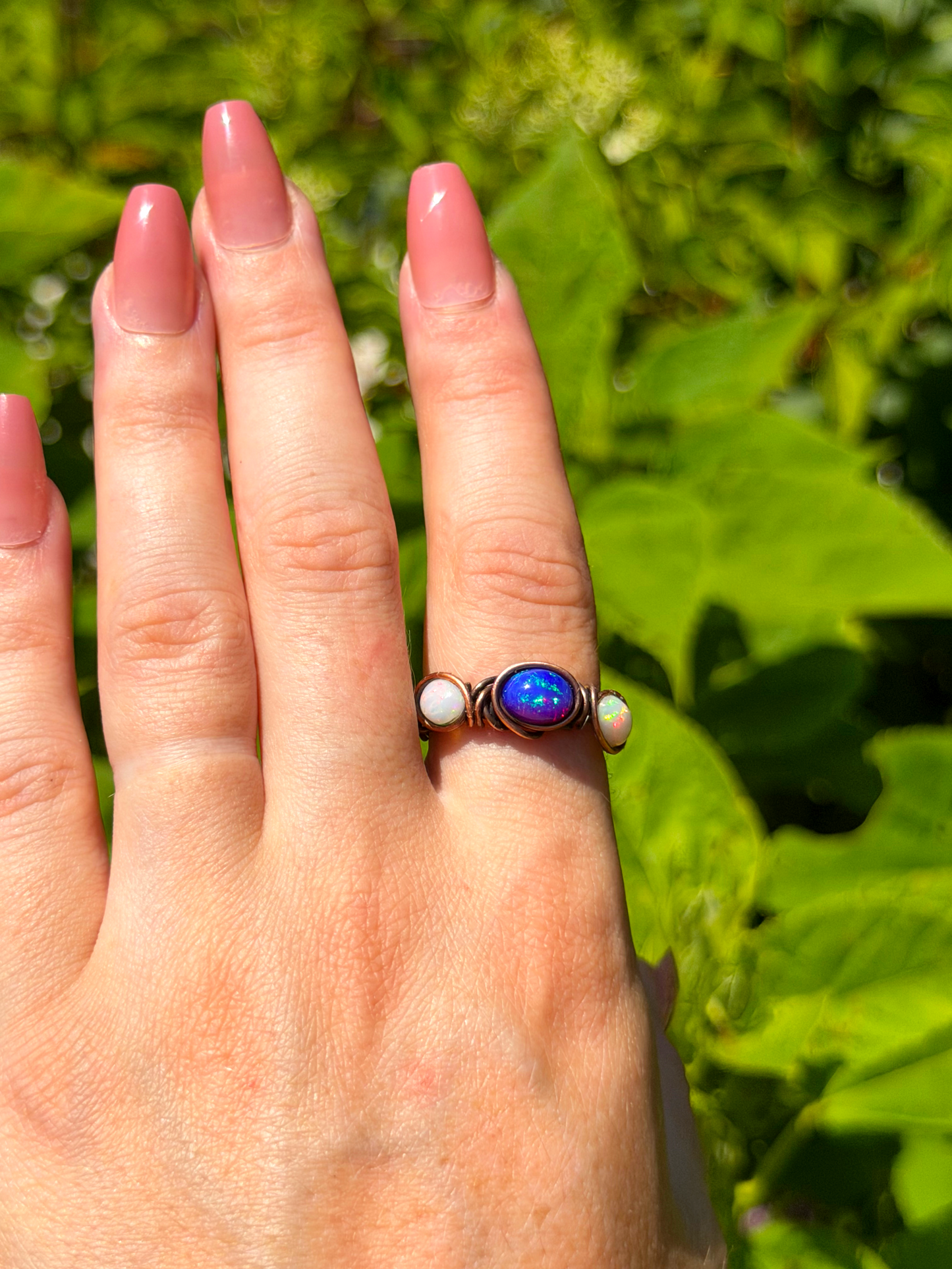 Triple Purple & Ethiopian Opal Copper Ring