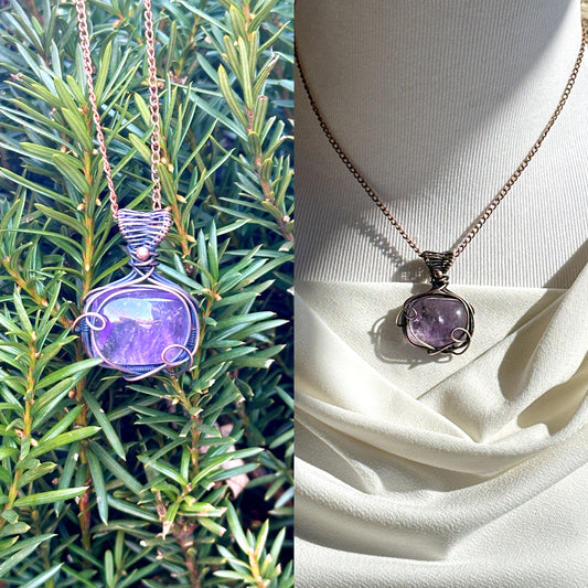 Purple Ametrine Crystal Copper Pendant