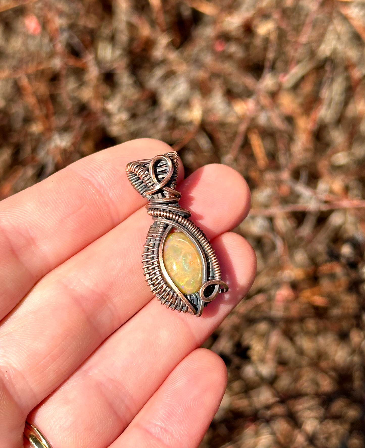 Mini Opal Crystal Copper Pendant