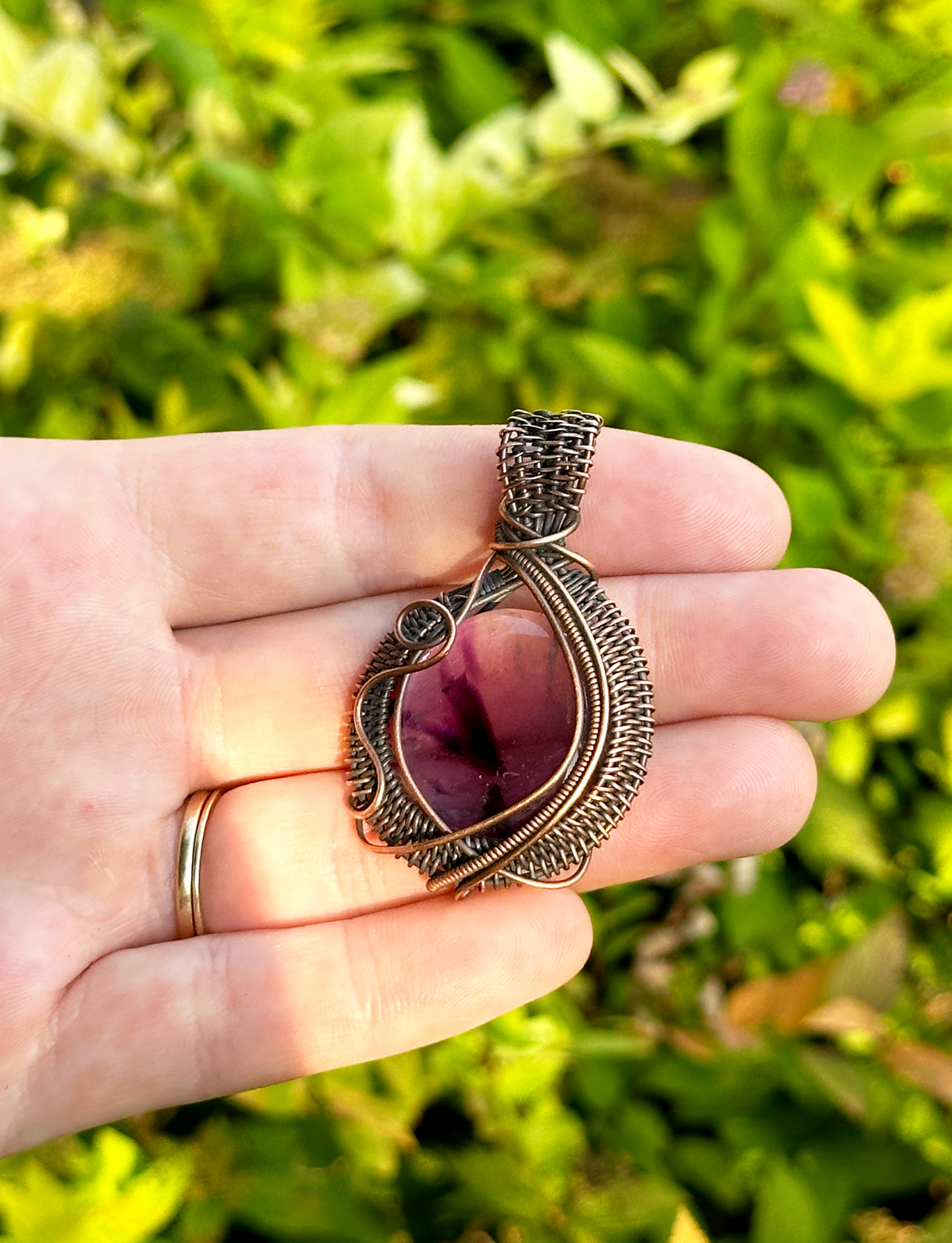 Amethyst Crystal Copper Pendant