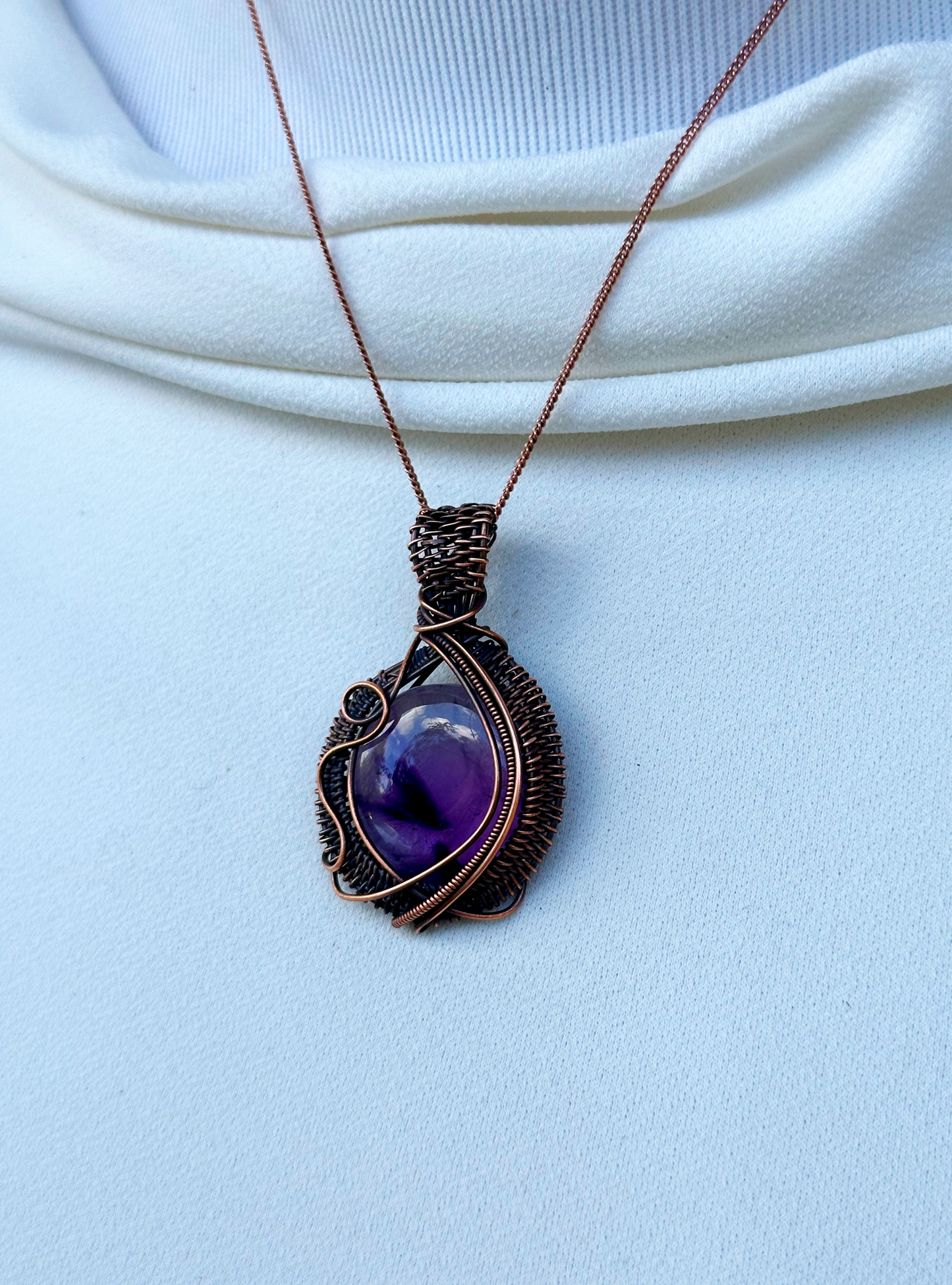 Amethyst Crystal Copper Pendant