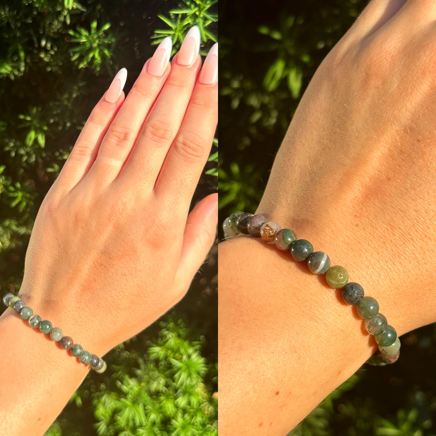 Indian Agate Crystal Beaded Bracelet