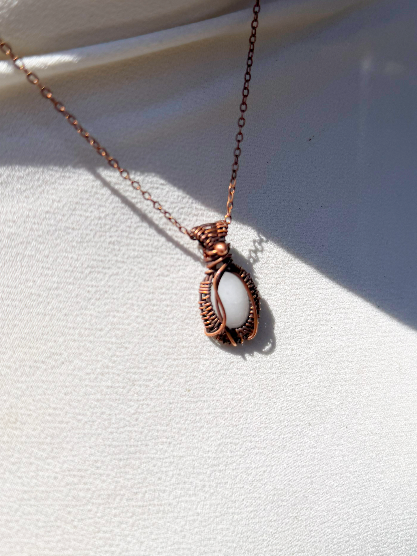Mini White Jade Crystal Copper Pendant