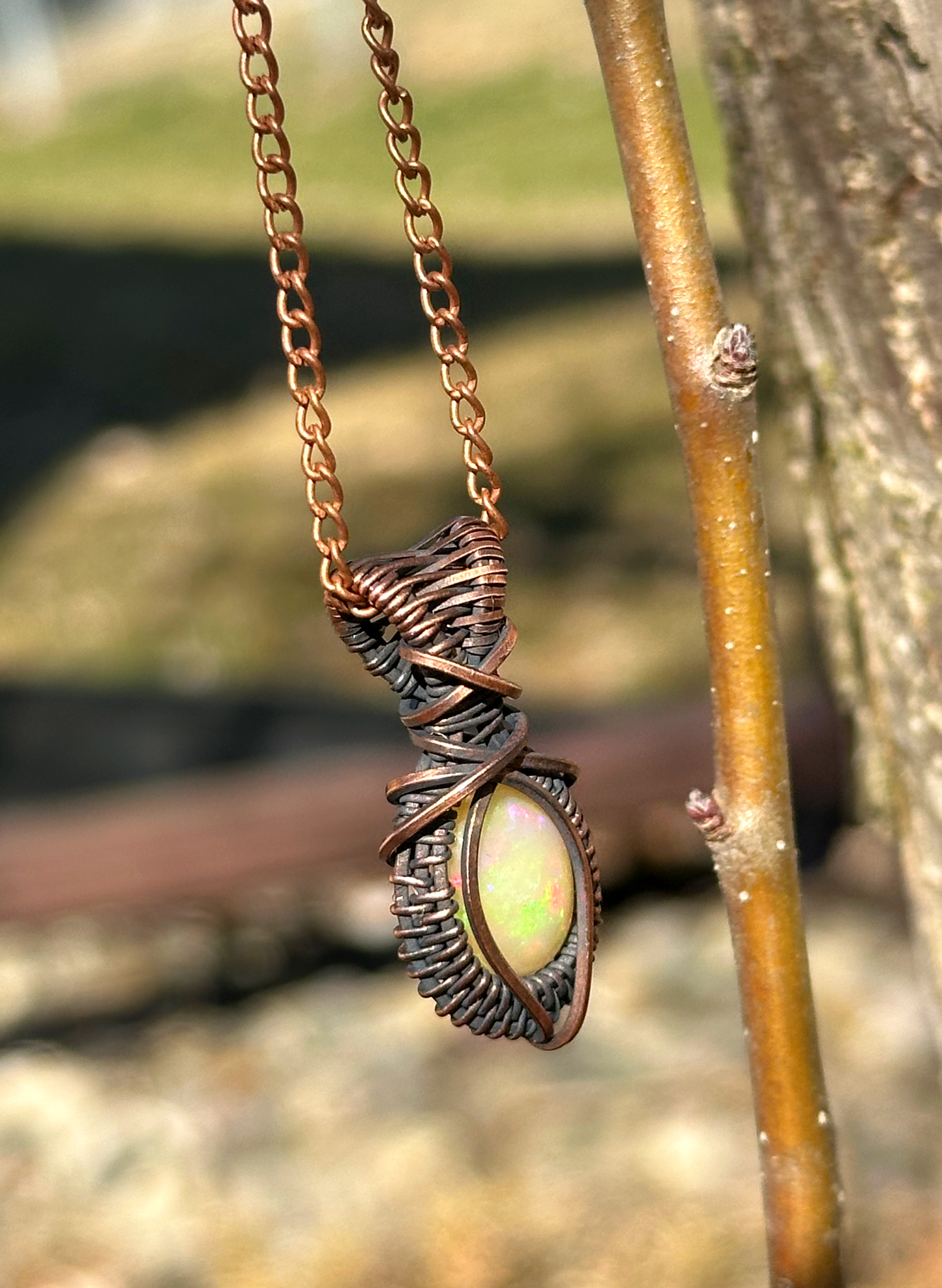 Mini Opal Crystal Copper Pendant