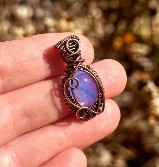 Mini Lavender Quartz Crystal Copper Pendant